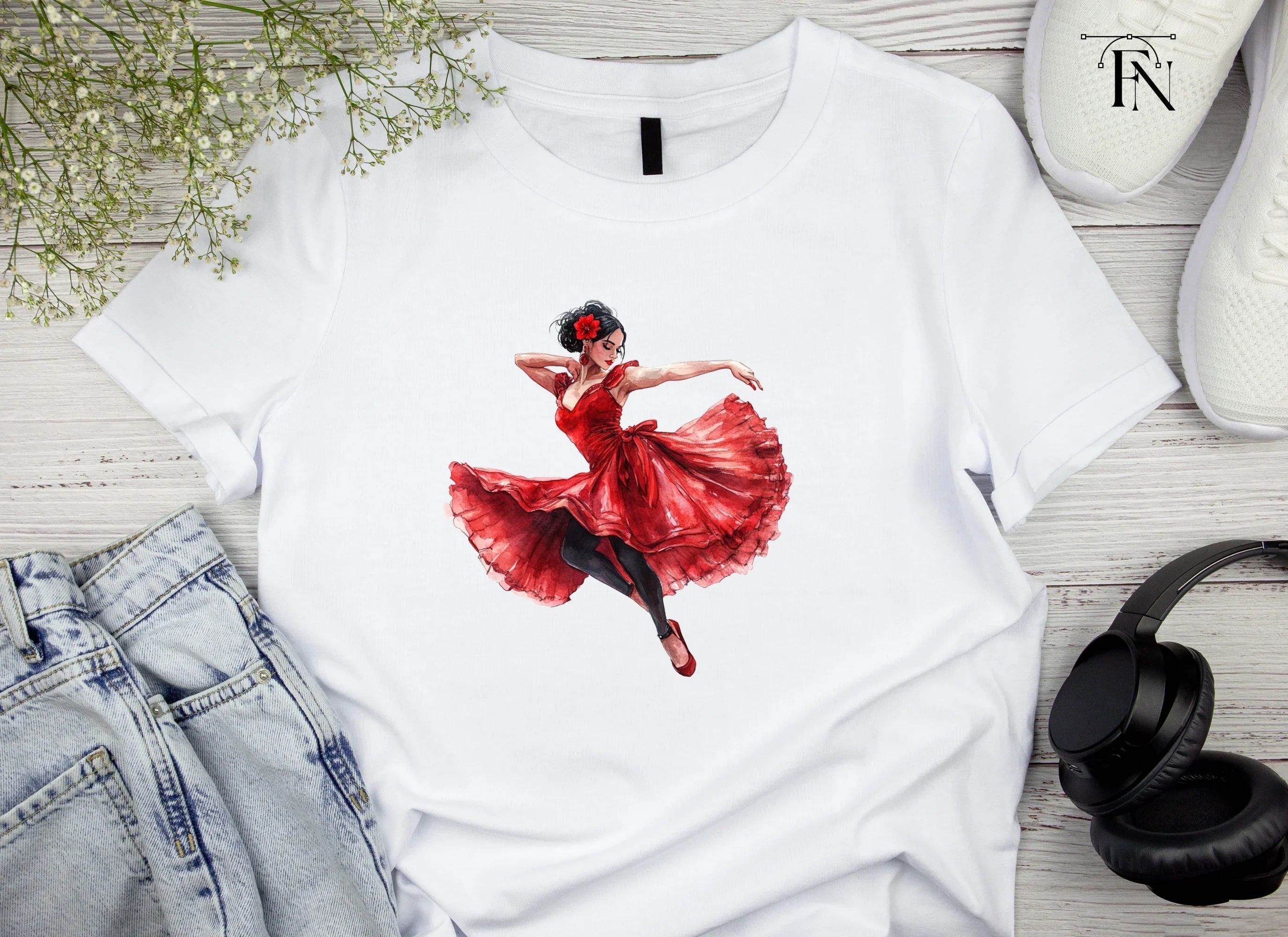 Flamenco Dancer in Red Clipart Bundle
