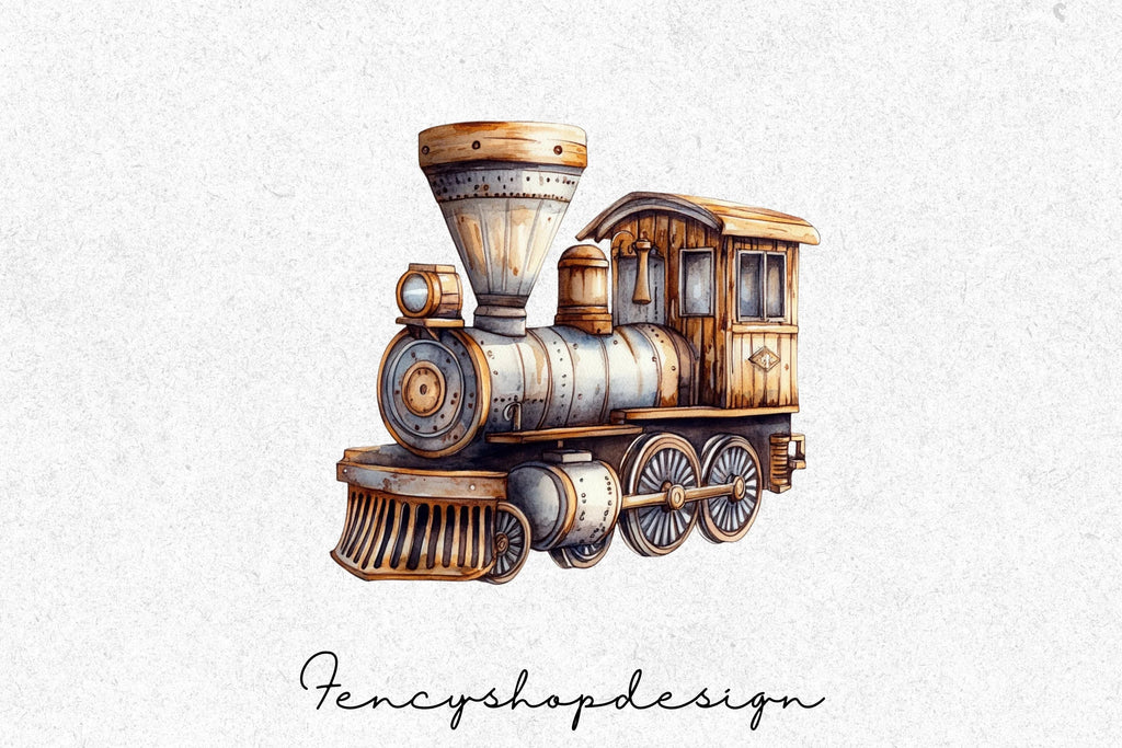 Vintage Steam Train Clipart Bundle
