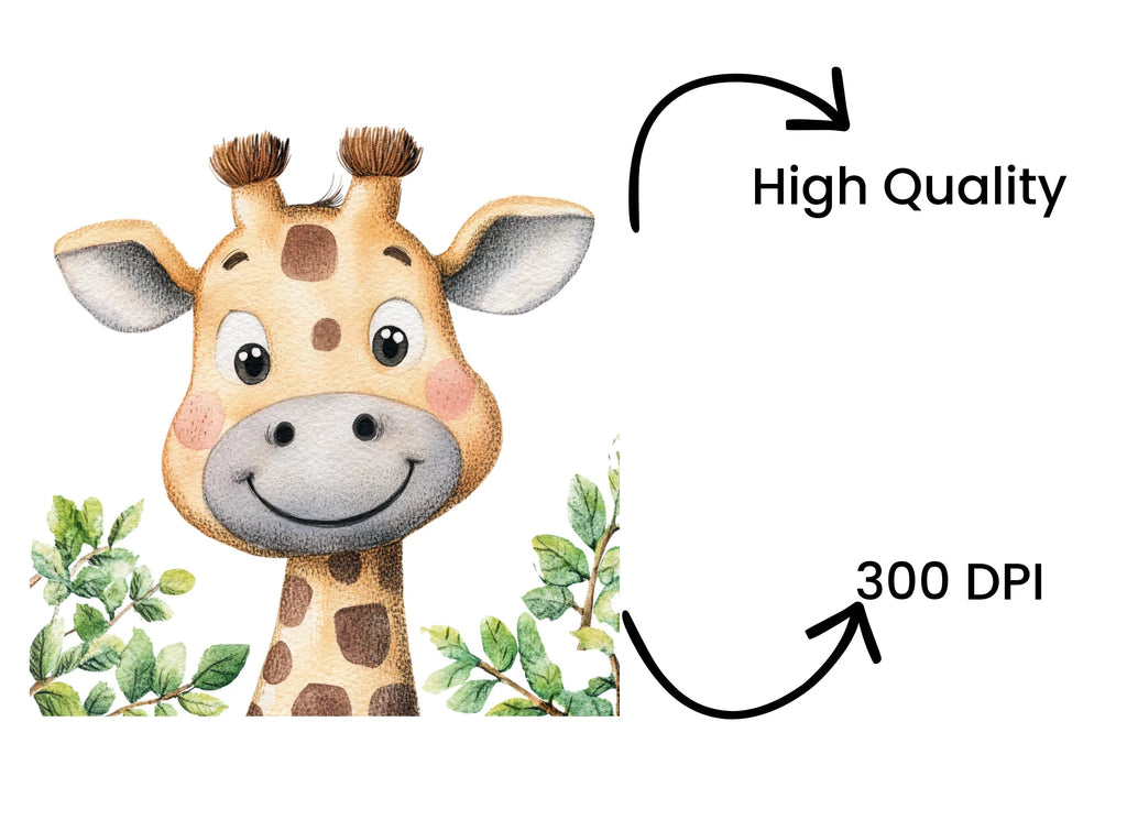 Adorable Baby Giraffe Clipart Bundle