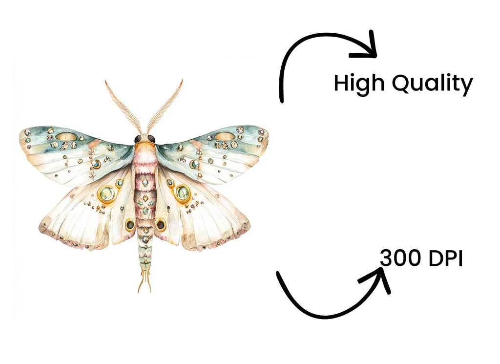 Jeweled Moth Clipart Bundle