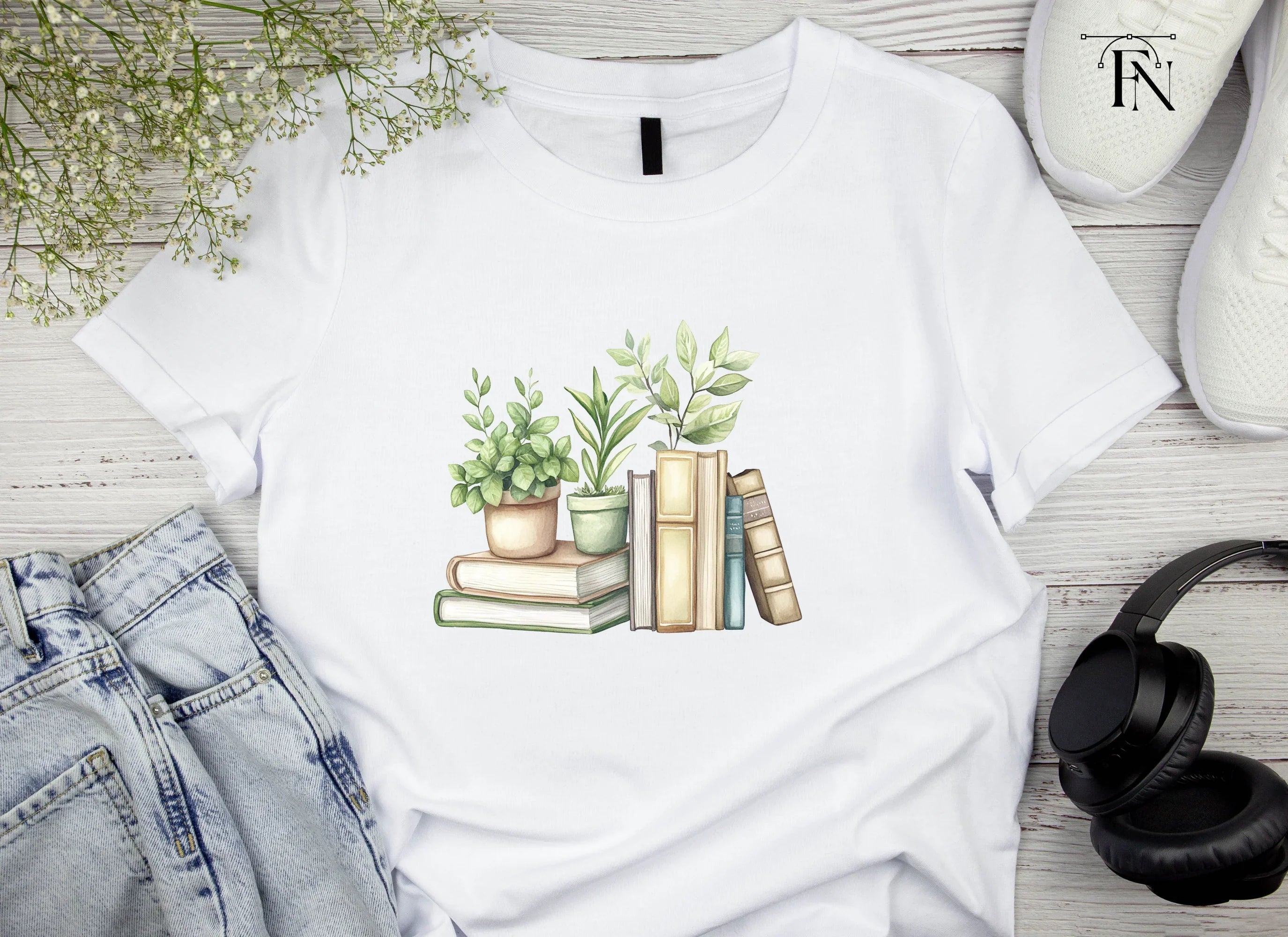 Stack of Books with Plants Clipart Bundle