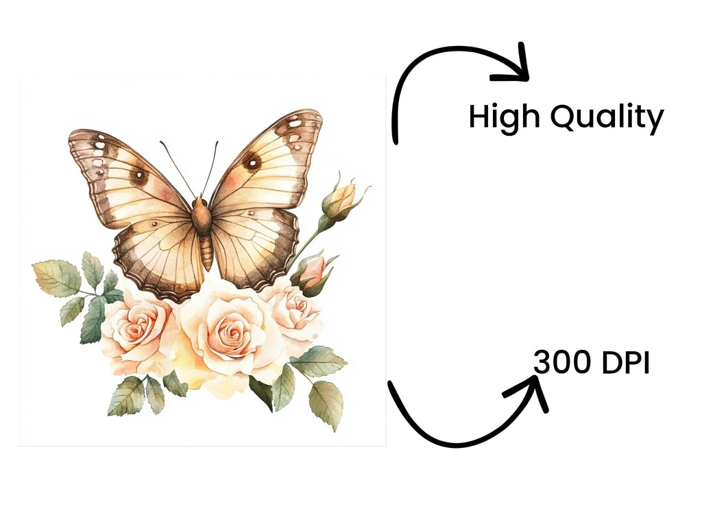 Elegant Butterfly and Rose Clipart Bundle