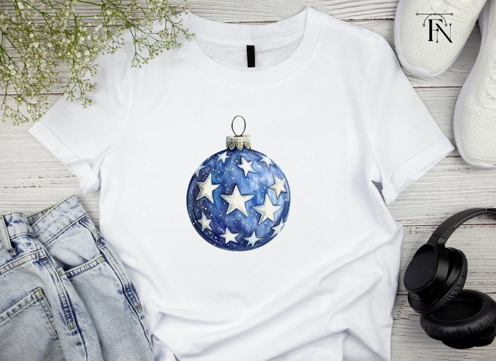 Blue Christmas Ornaments Clipart Bundle