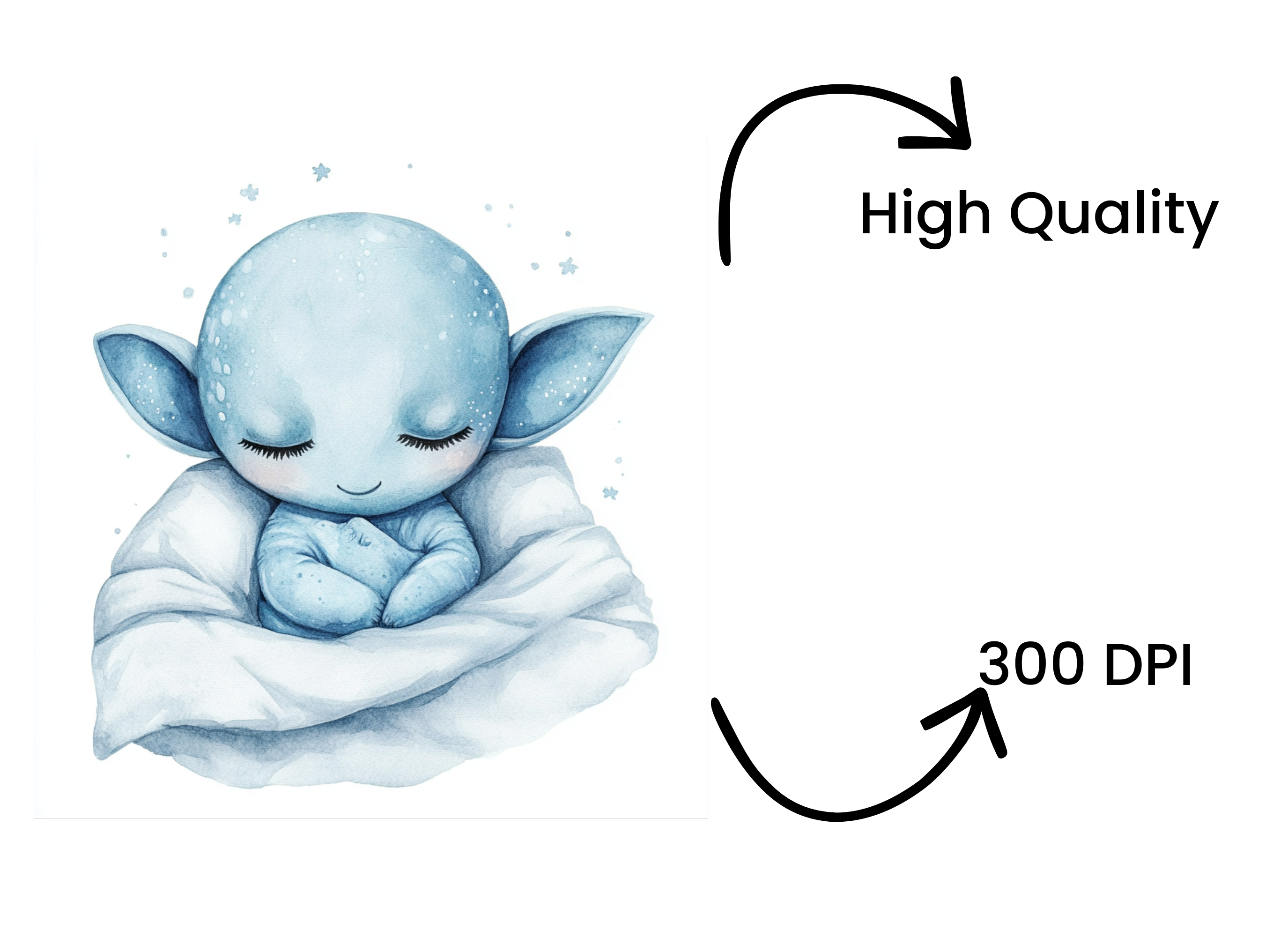 Sweet Alien Babies Sleeping Clipart Bundle