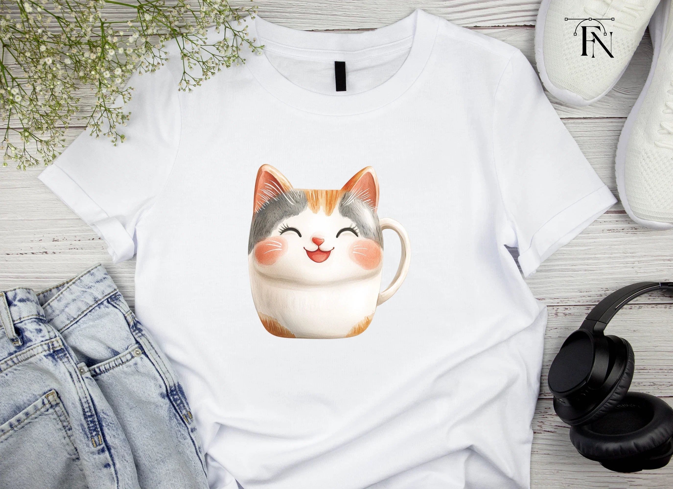 Cute Cat Mugs Clipart Bundle