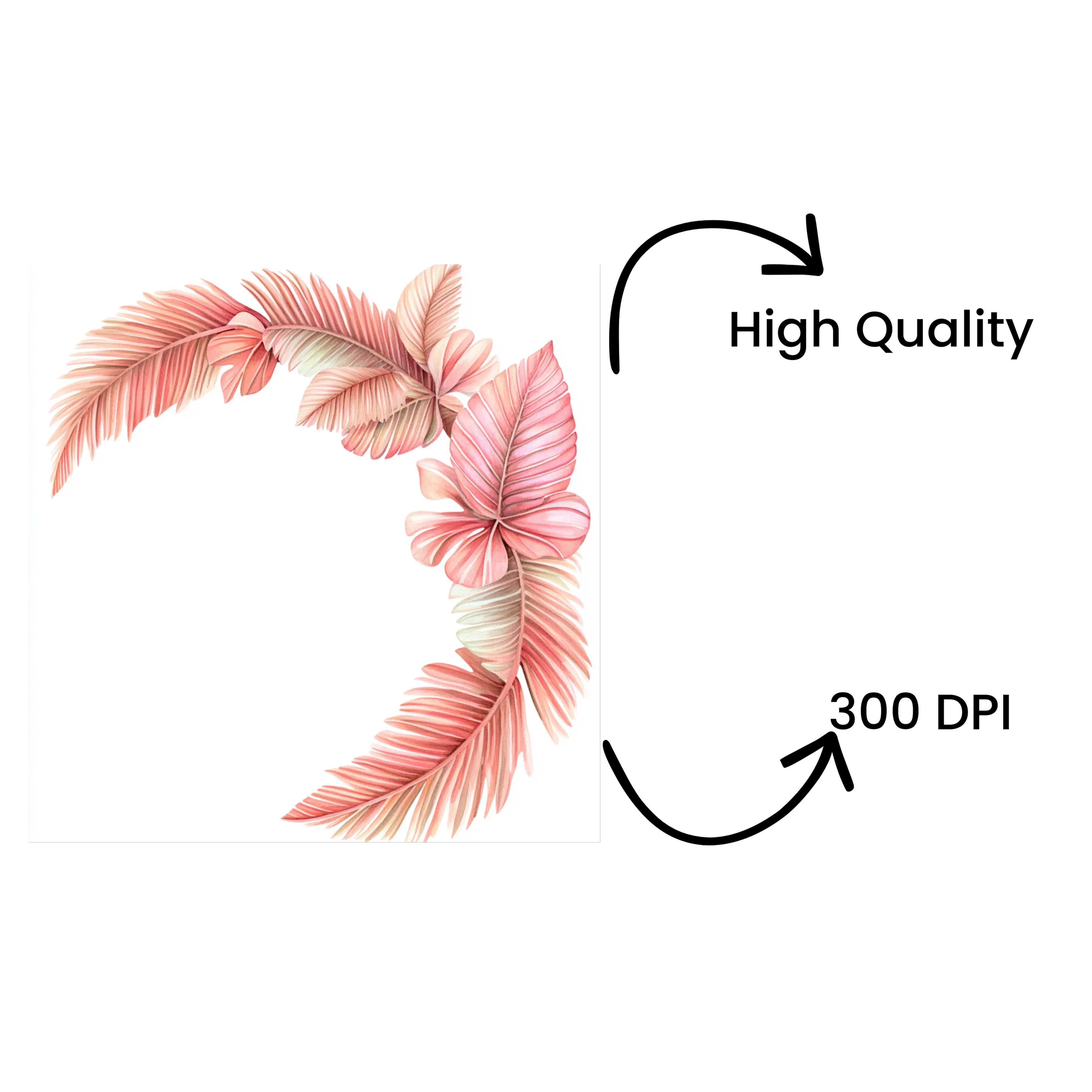 Pink Tropical Leaves Clipart Bundle