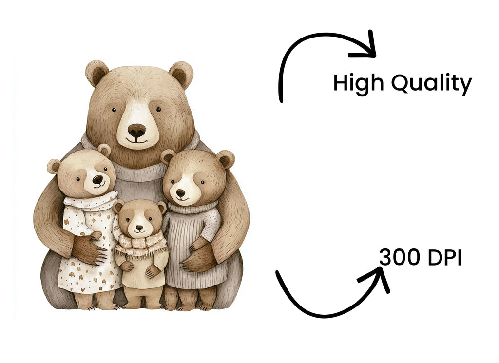 Cute Bear Family Clipart Bundle