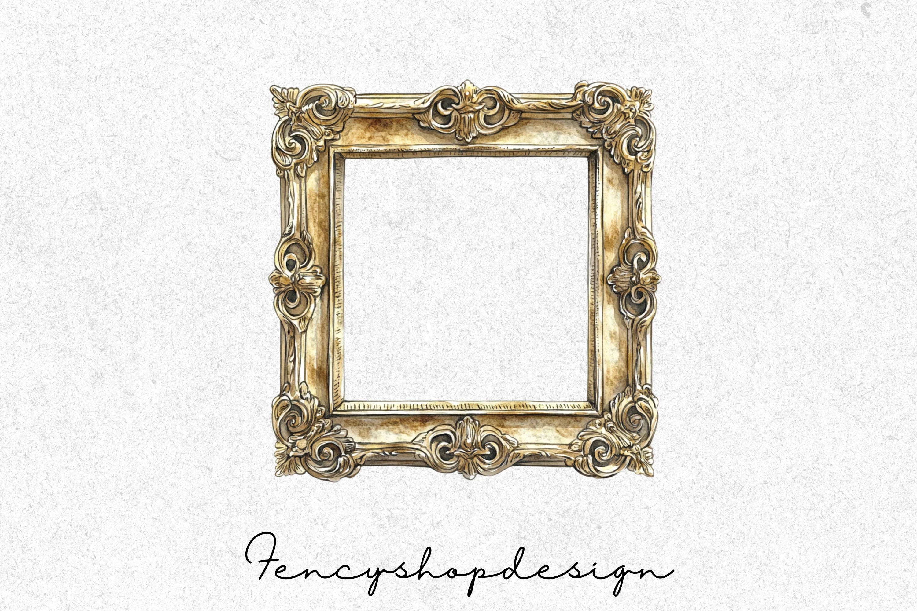 Vintage Ornate Gold Frames Clipart Bundle