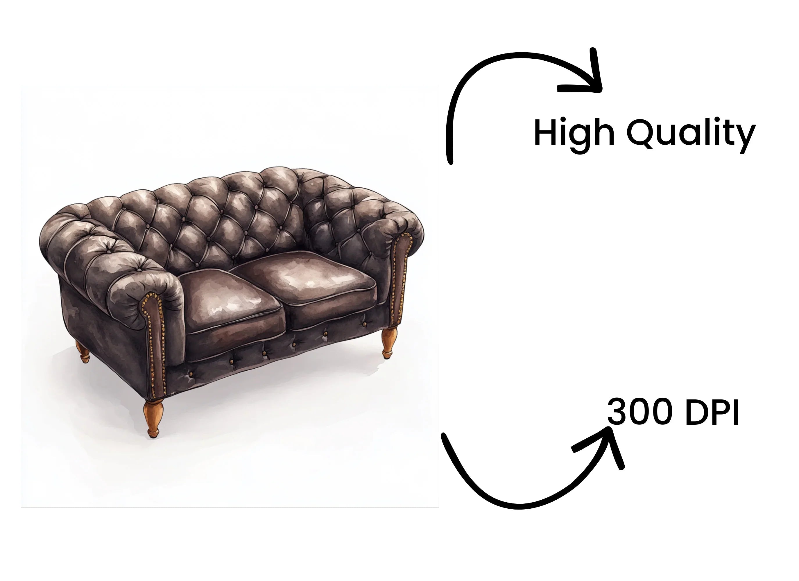 Vintage Chesterfield Sofa Clipart Bundle
