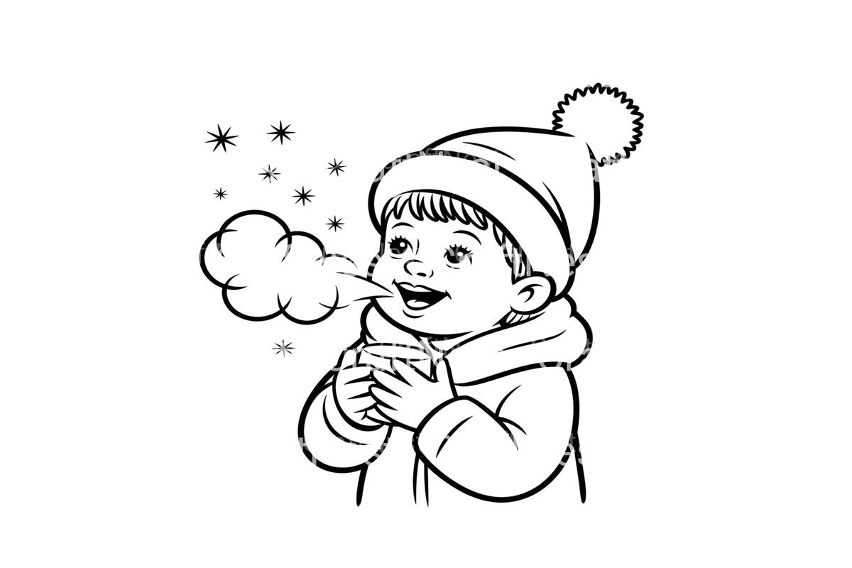 Child Blowing Warm Breath Coloring Books