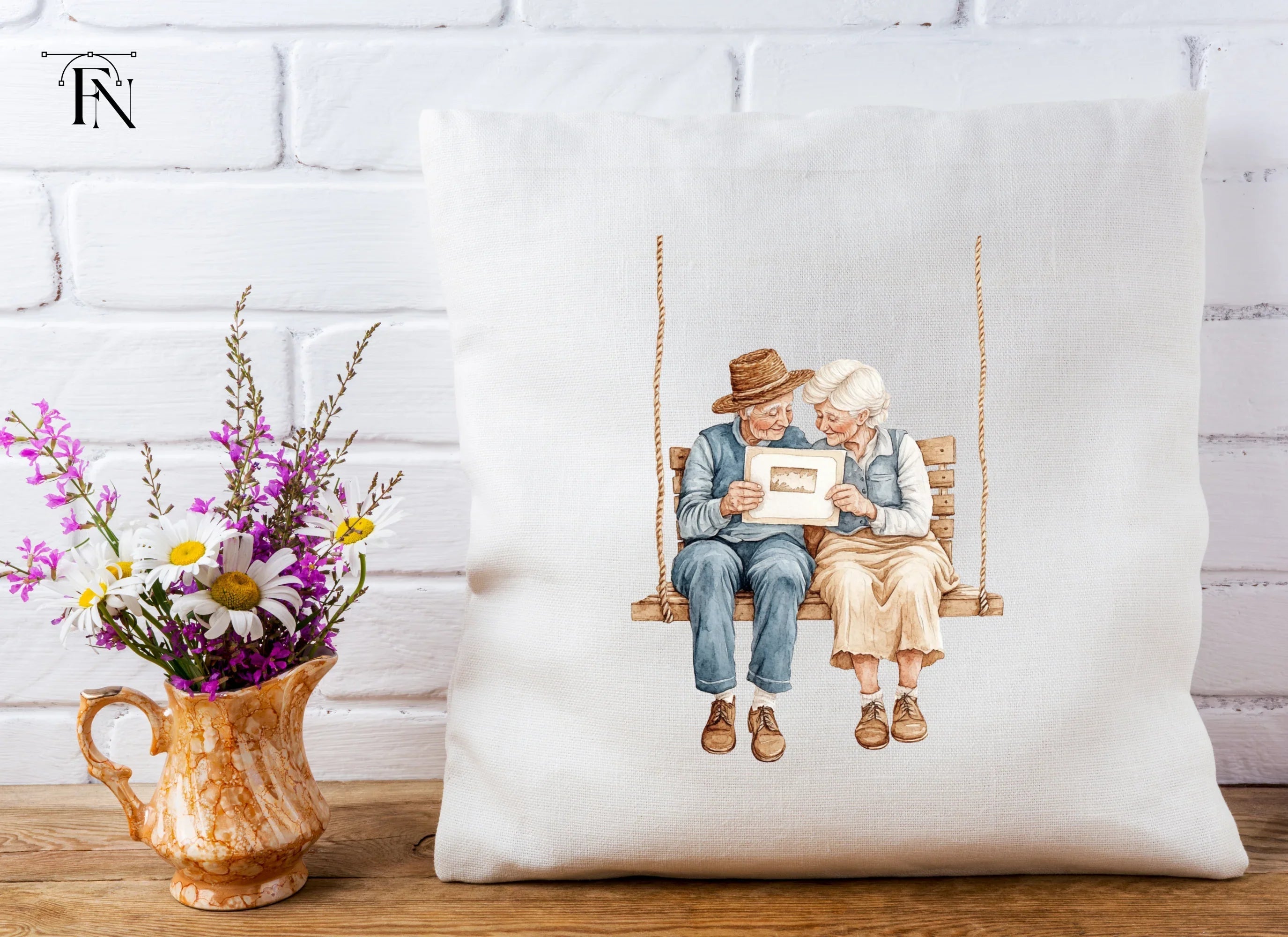 Elderly Couple on Swing Clipart Bundle