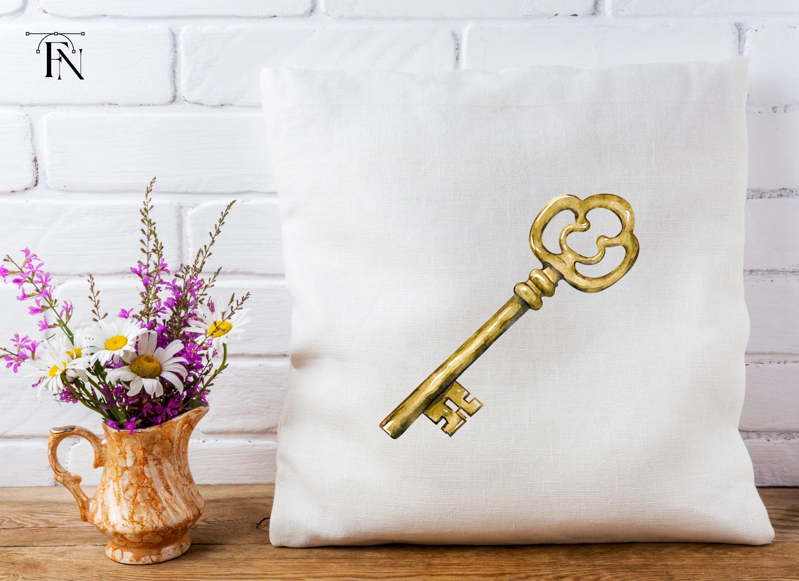 Vintage Golden Skeleton Key Clipart Bundle