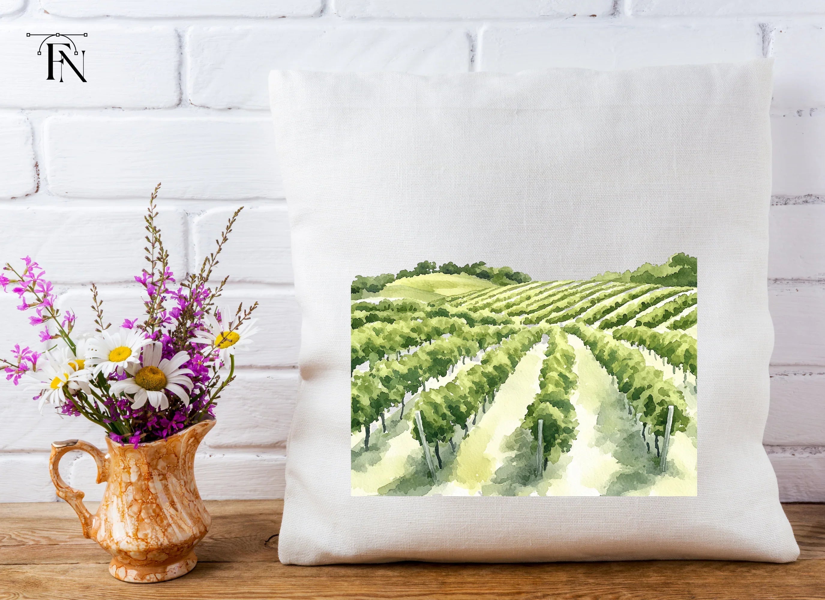 Green Vineyard Rows Clipart Bundle