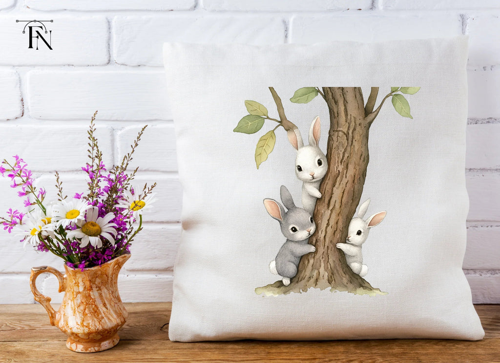 Cute Bunnies Climbing Tree Clipart Bundle