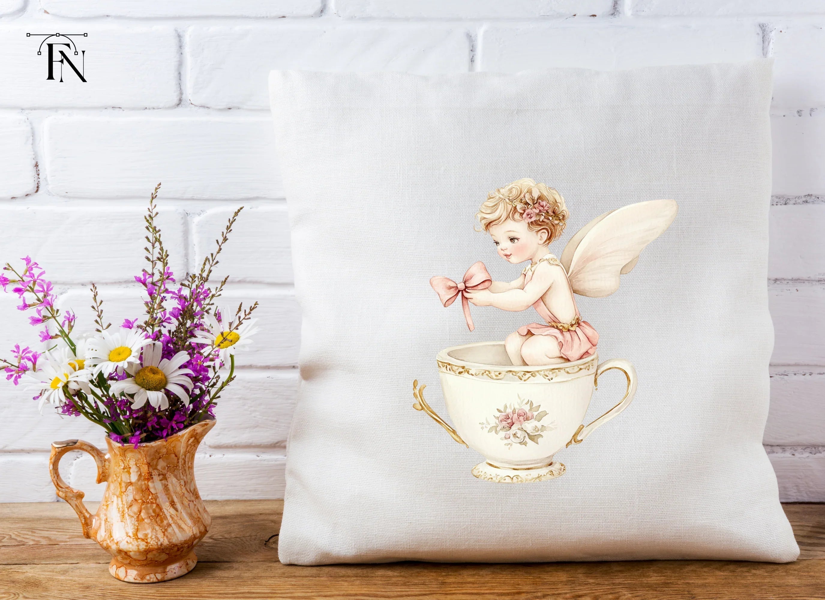 Cute Angel Babies in Teacups Clipart Bundle