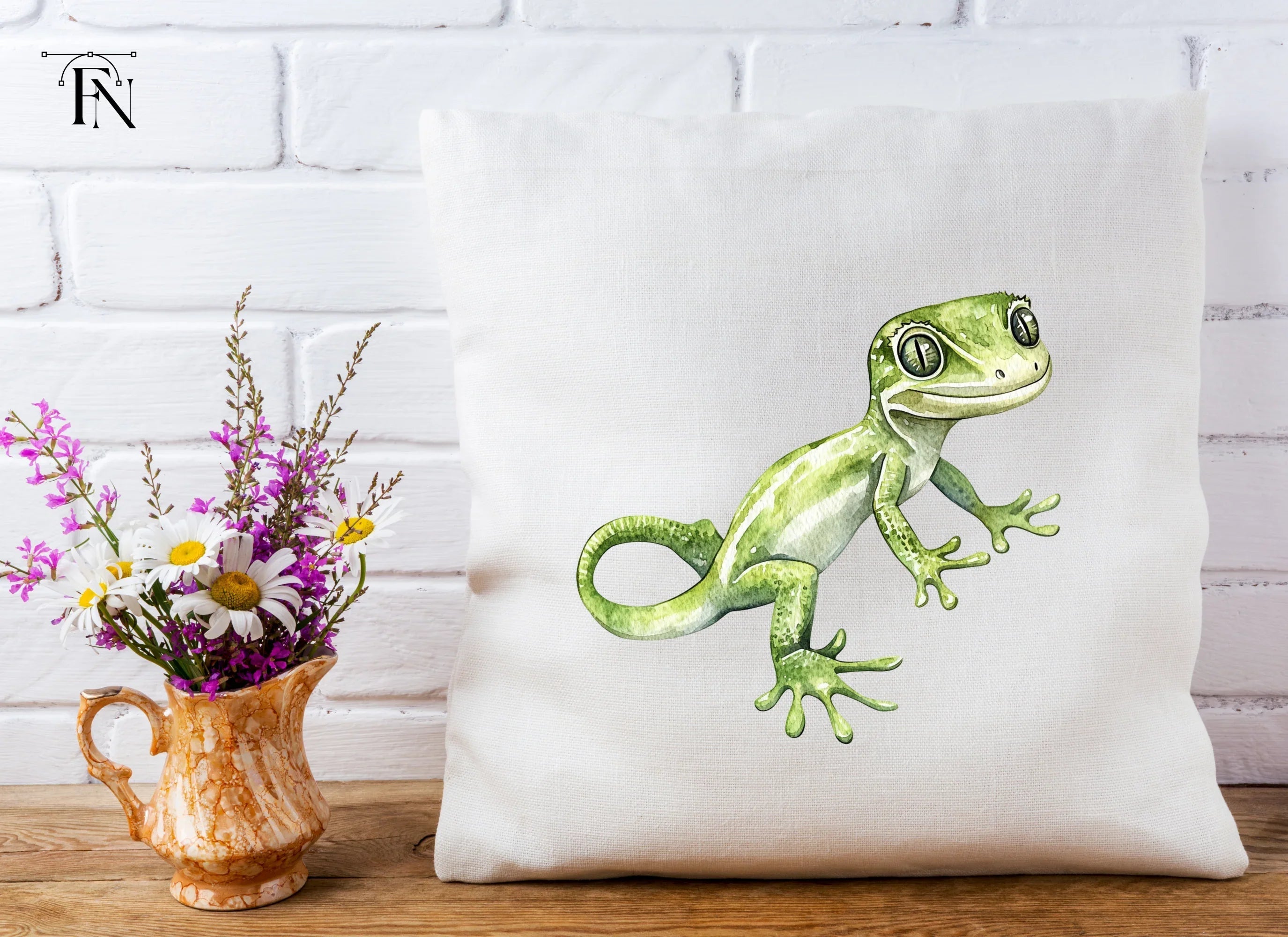 Cute Green Gecko Clipart Bundle