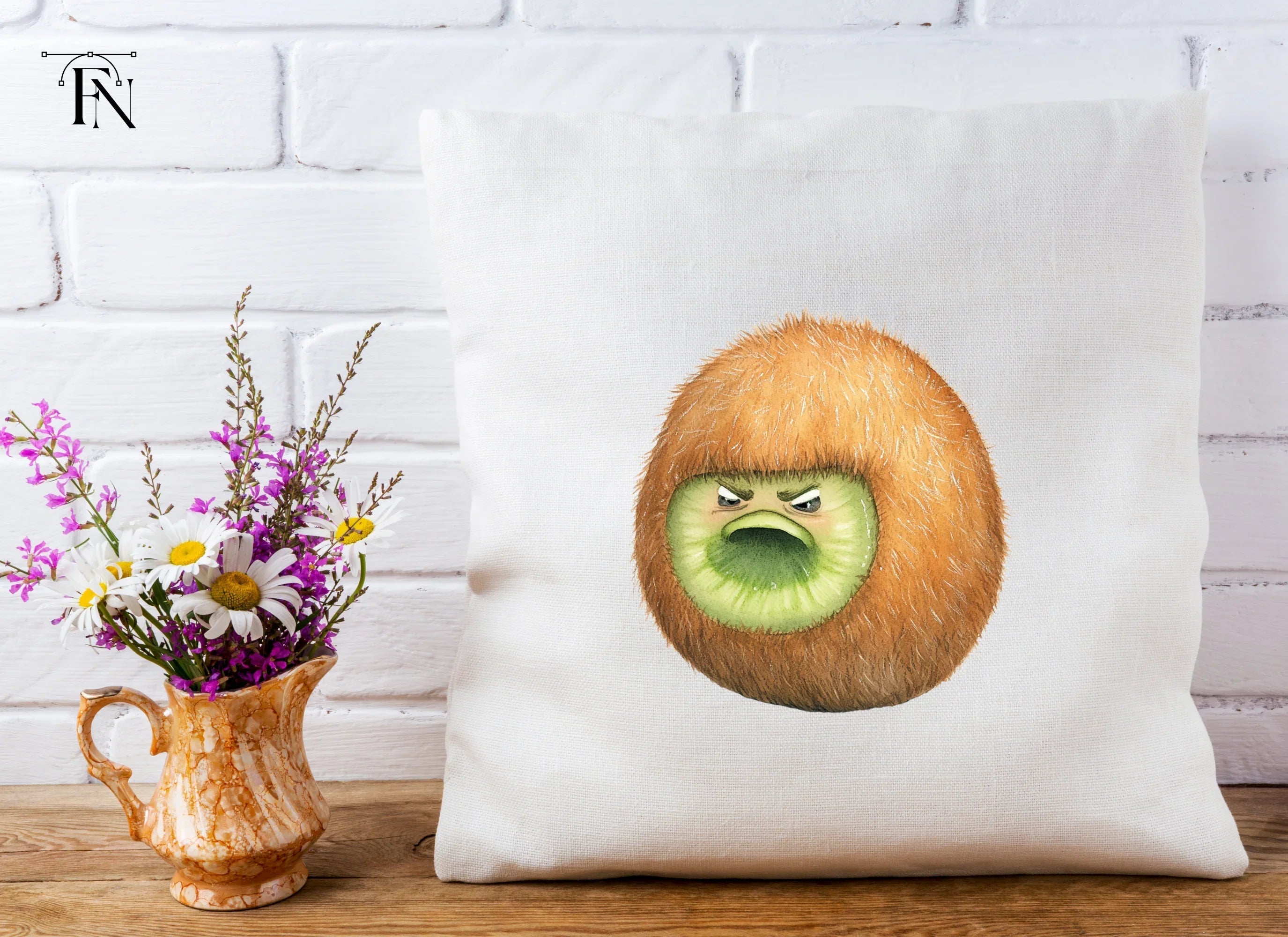 Angry Kiwi Fruit Cartoon Clipart Bundle