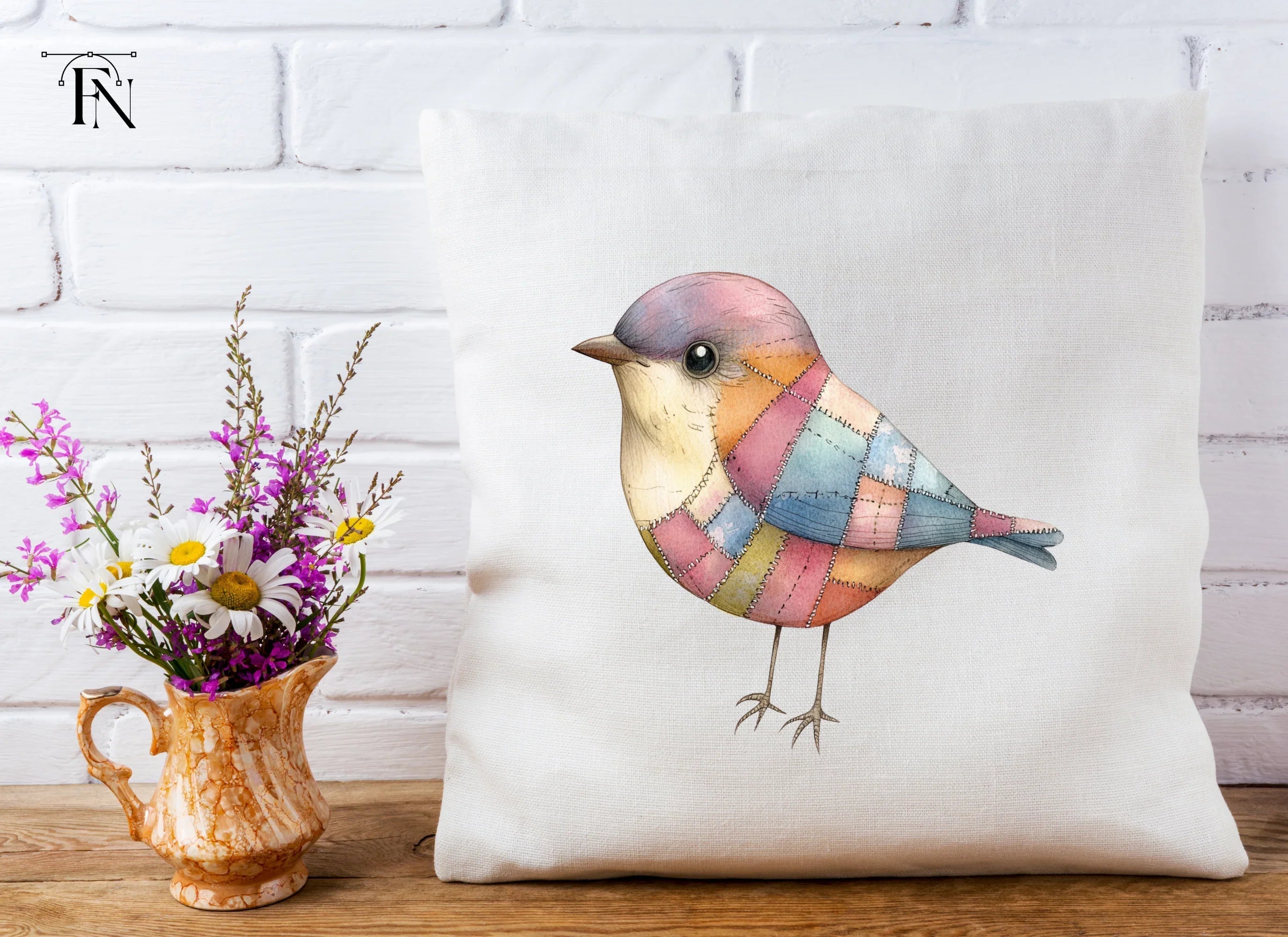 Patchwork Bird Illustrations Clipart Bundle