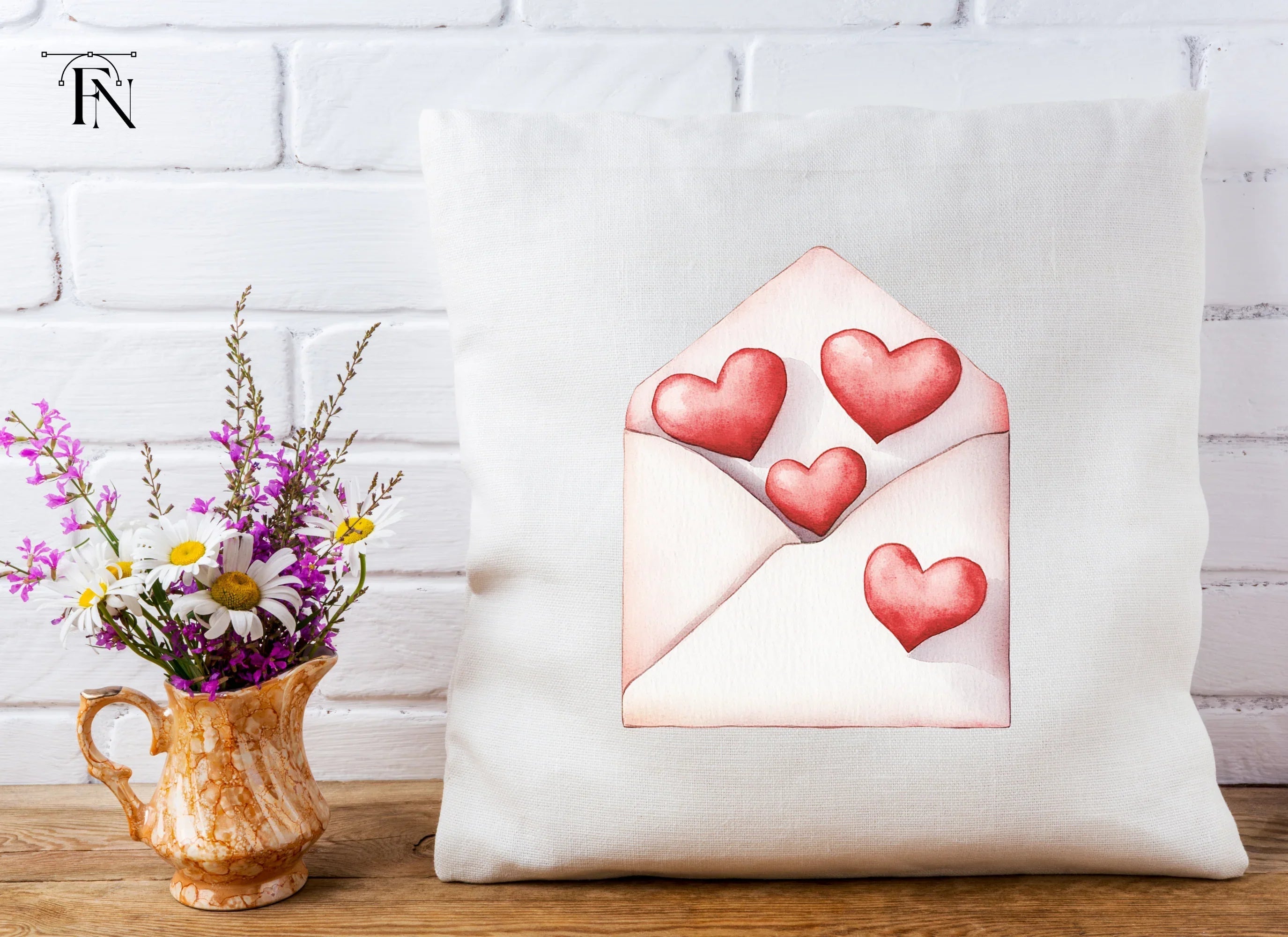 Love Letter with Red Hearts Clipart Bundle