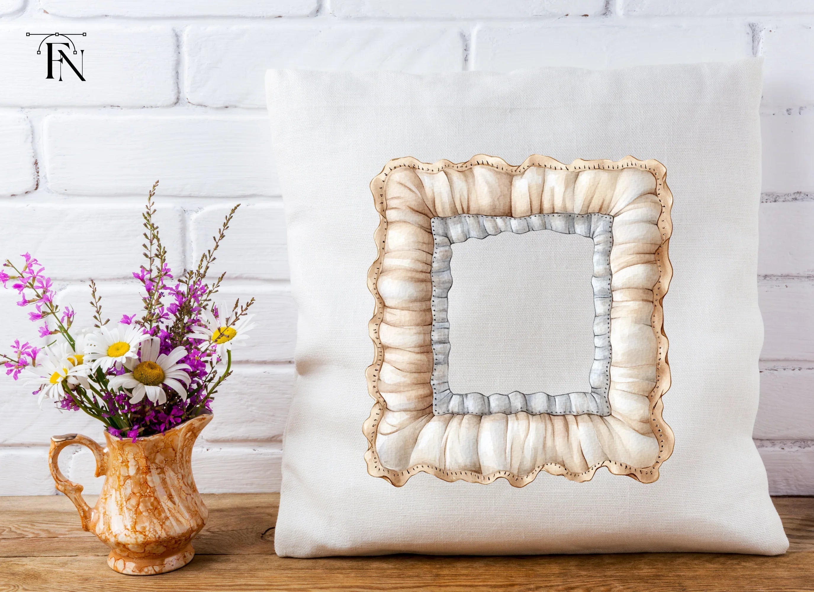 Soft Ruffled Fabric Frame Clipart Bundle
