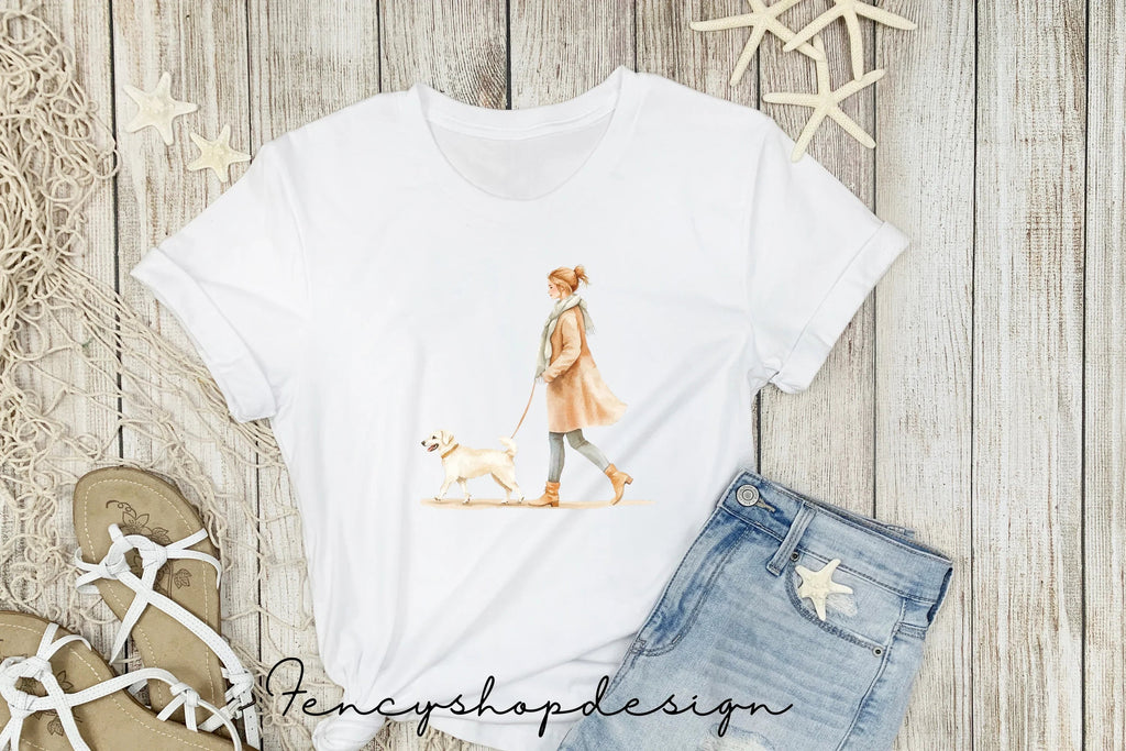 Women Walking Dogs Clipart Bundle