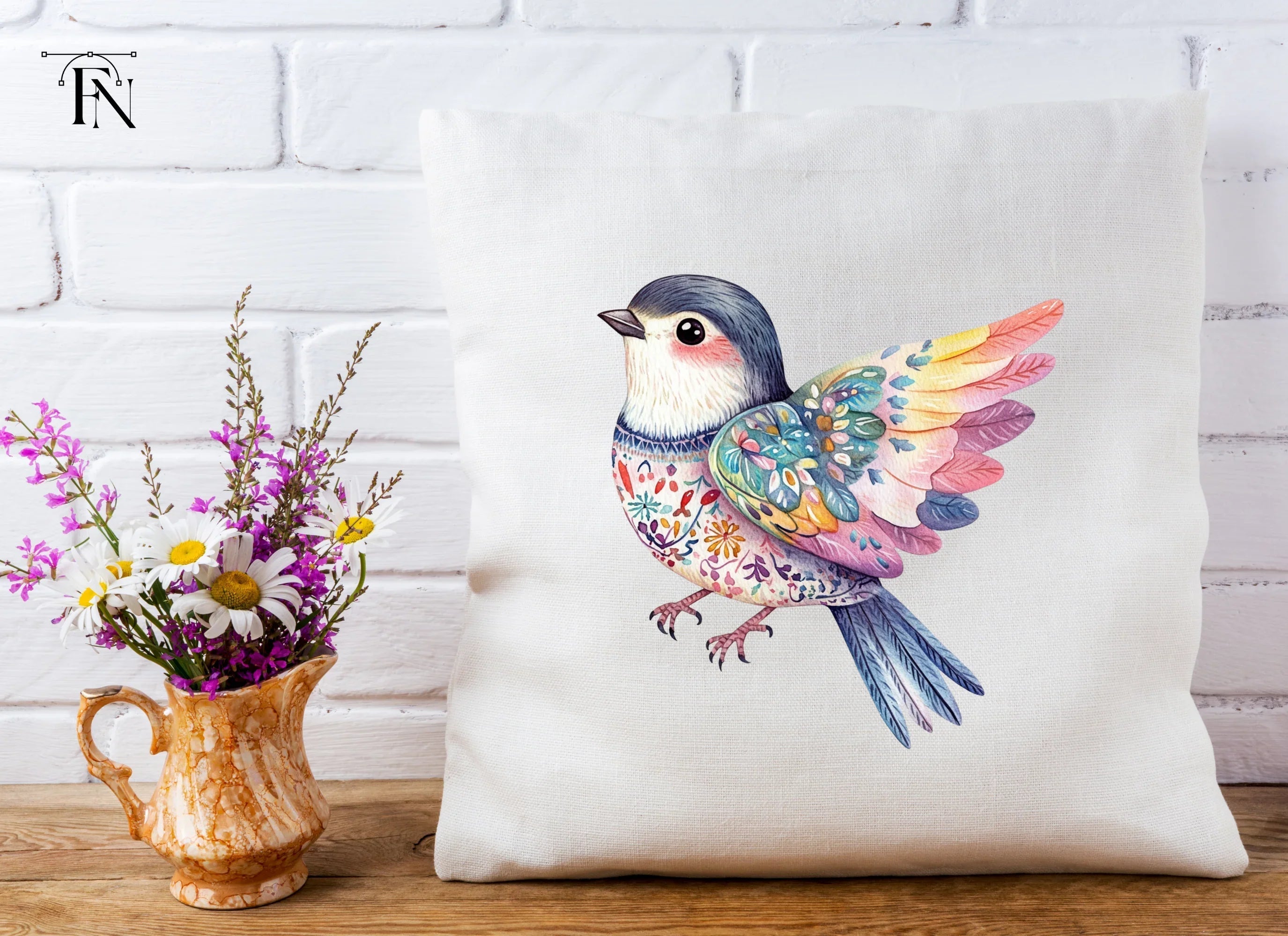 Decorative Folk Birds Clipart Bundle