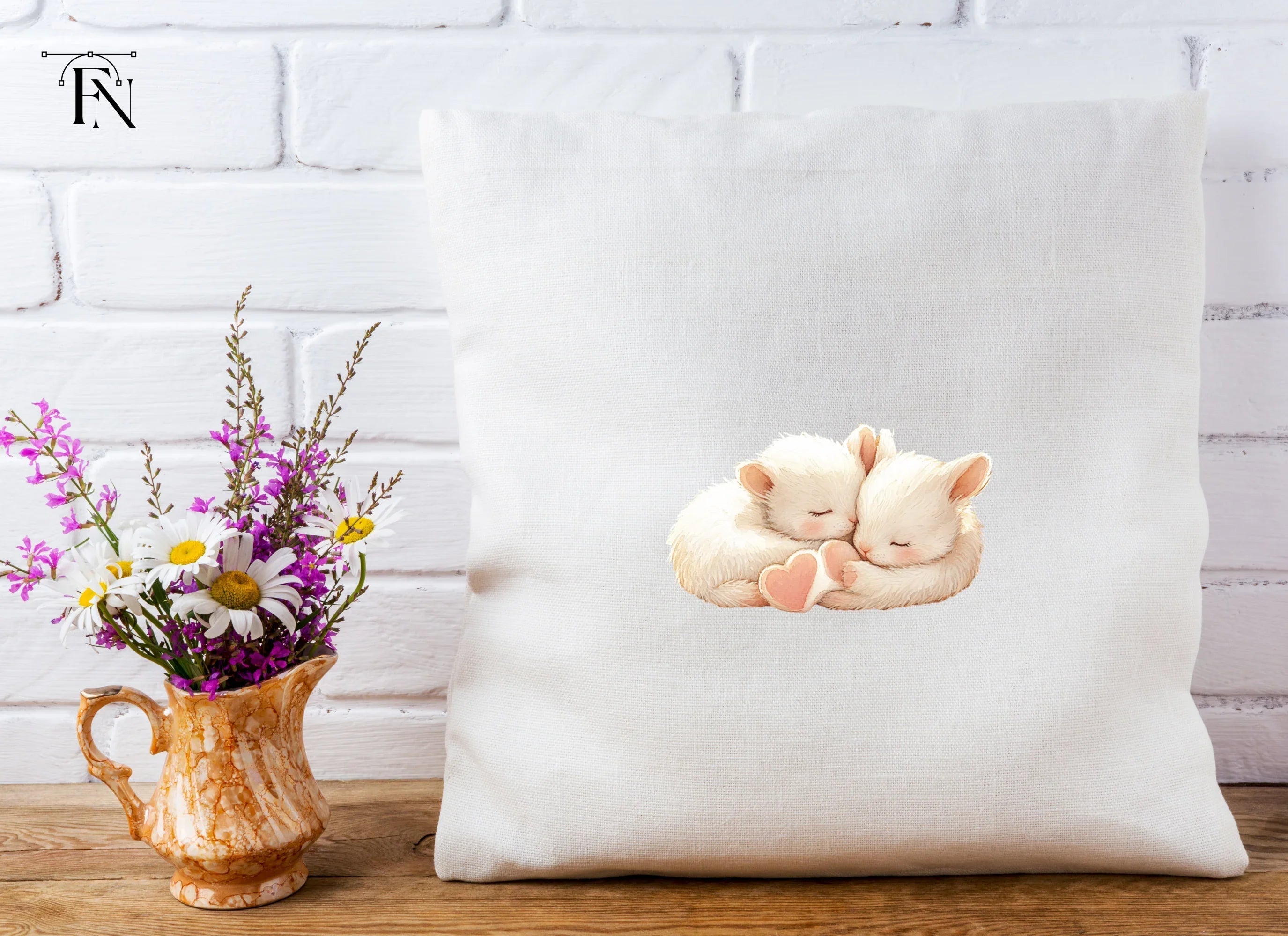 Cute Sleeping White Kittens Clipart Bundle