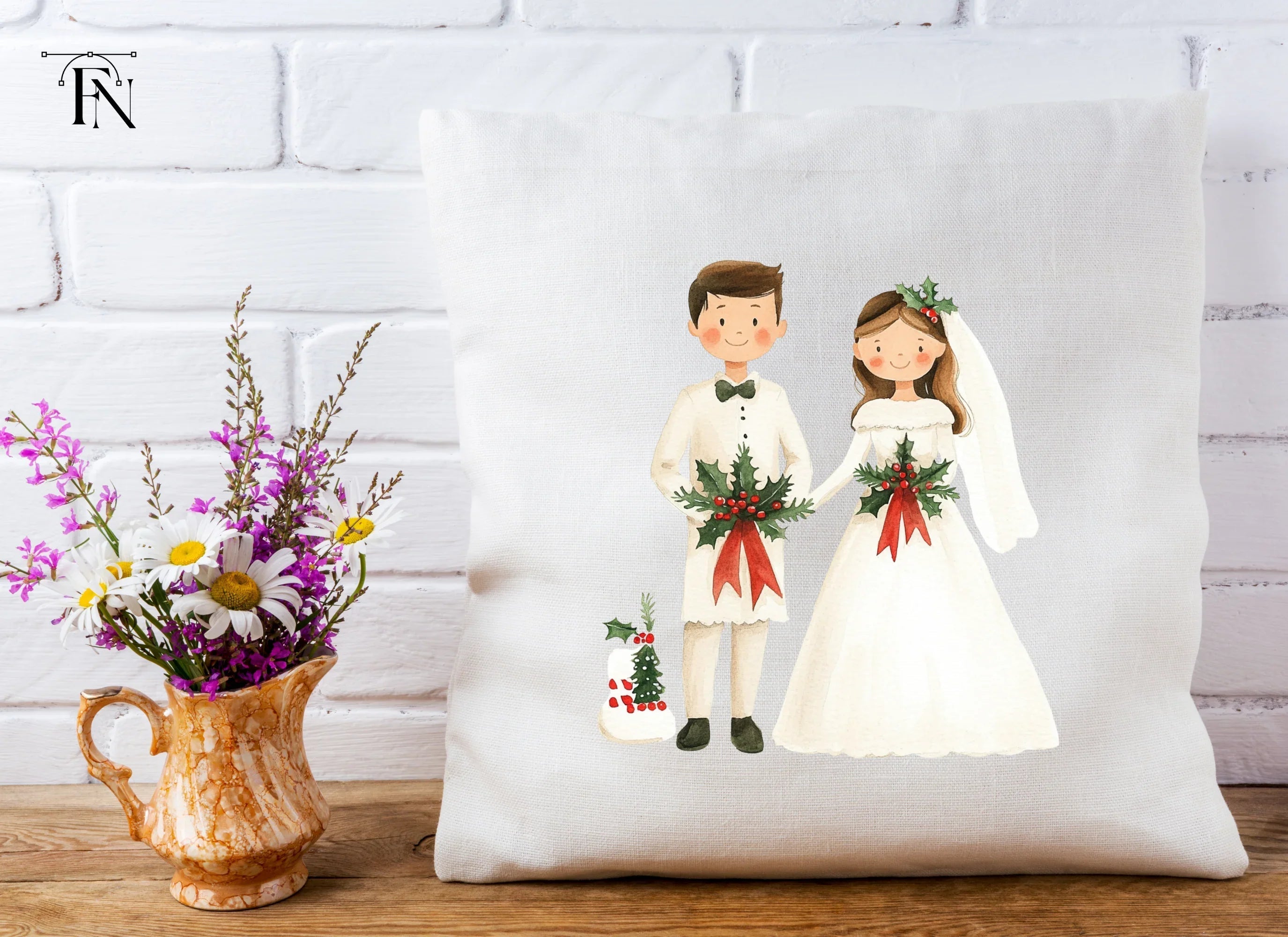 Christmas Wedding Couple Clipart Bundle