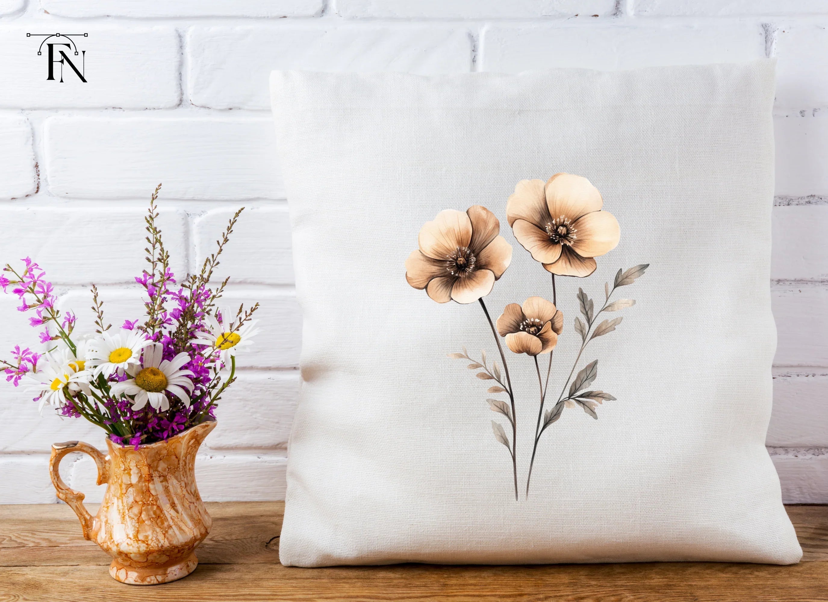 Sepia Flowers Bouquet Clipart Bundle