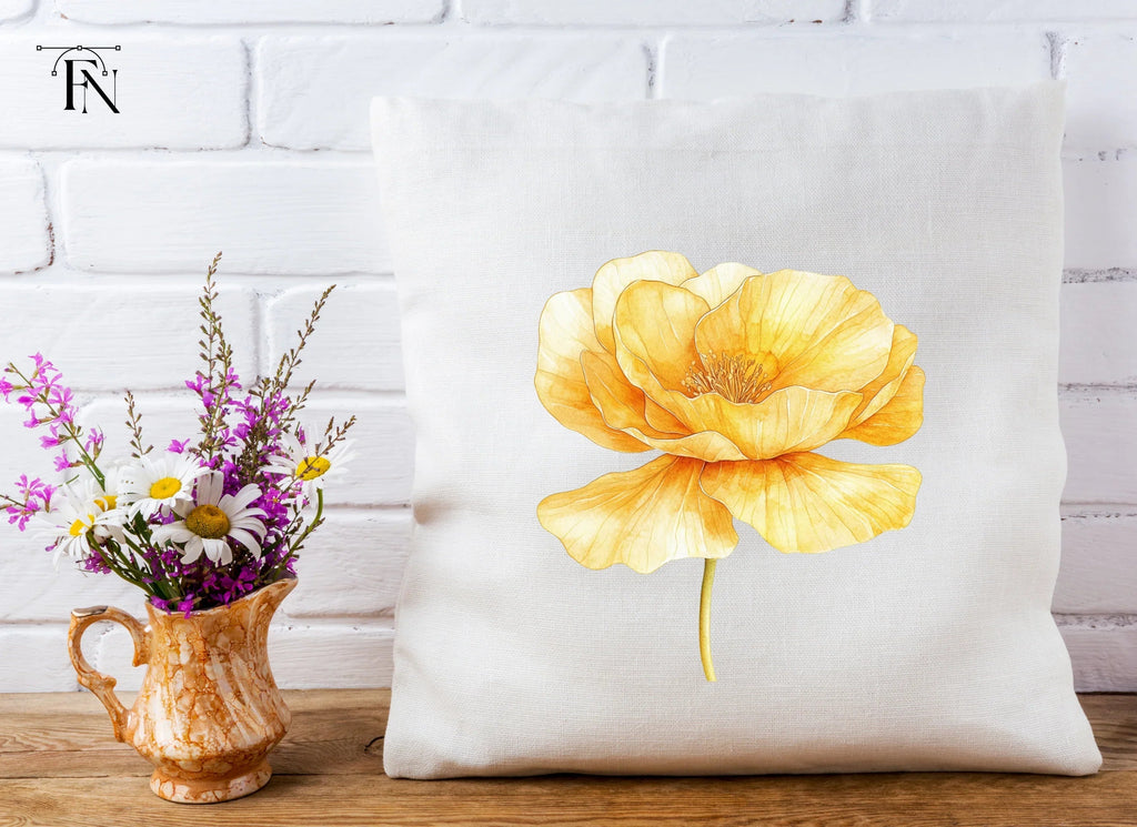 Yellow Poppy Flower Clipart Bundle