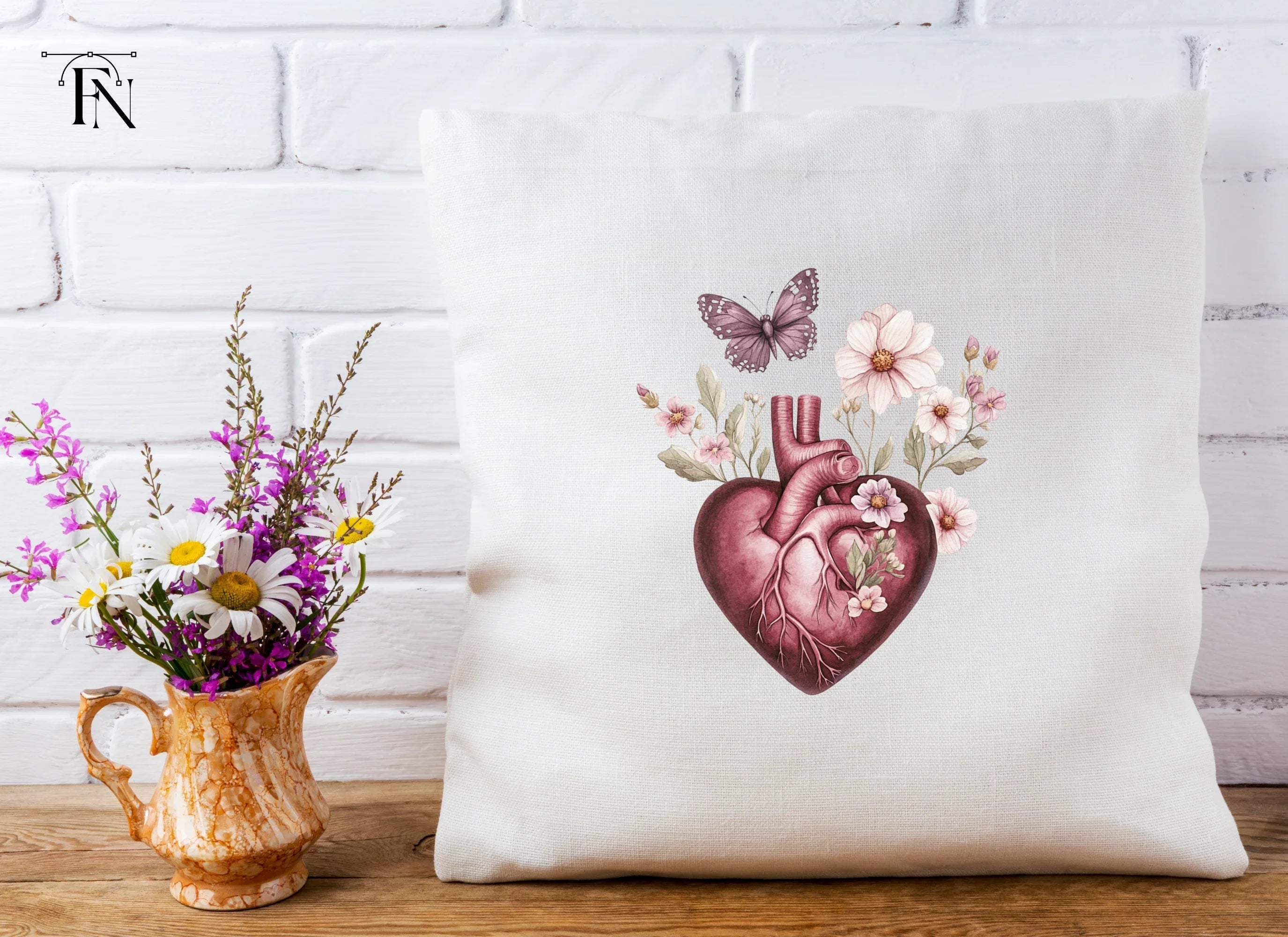 Floral Anatomical Heart Clipart Bundle