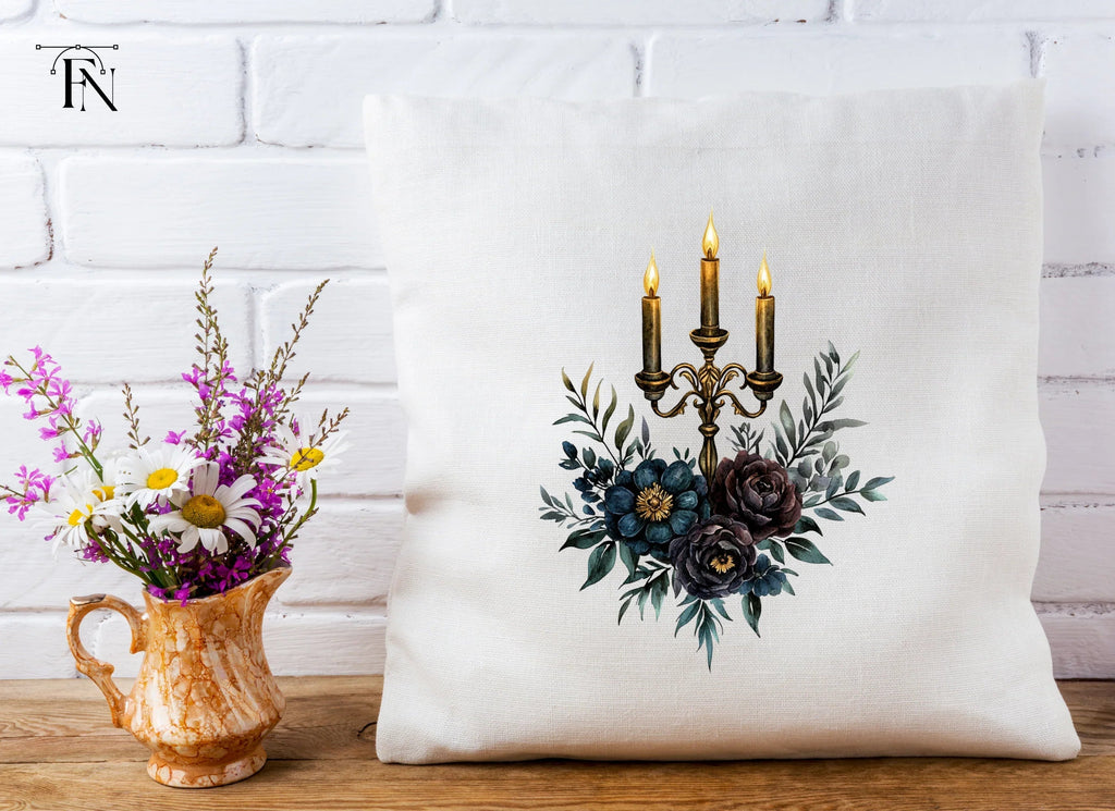 Gothic Candelabra Floral Clipart Bundle