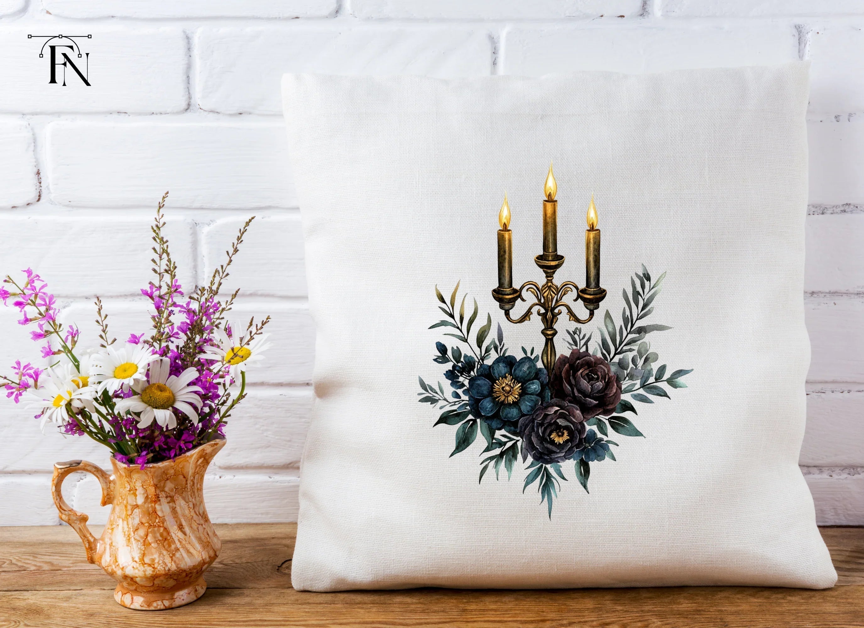 Gothic Candelabra Floral Clipart Bundle
