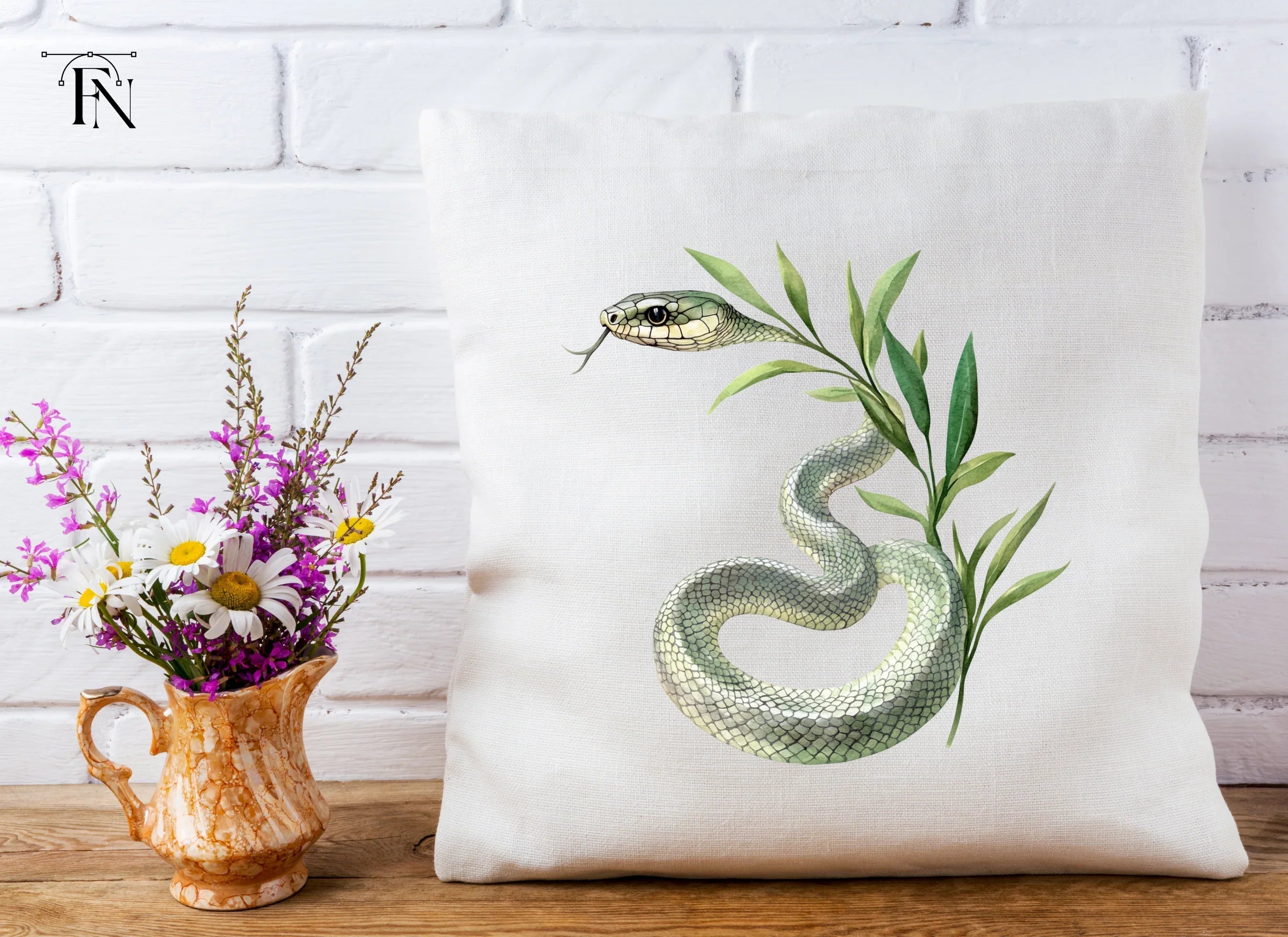 Green Snake with Olive Branch Clipart Bundle