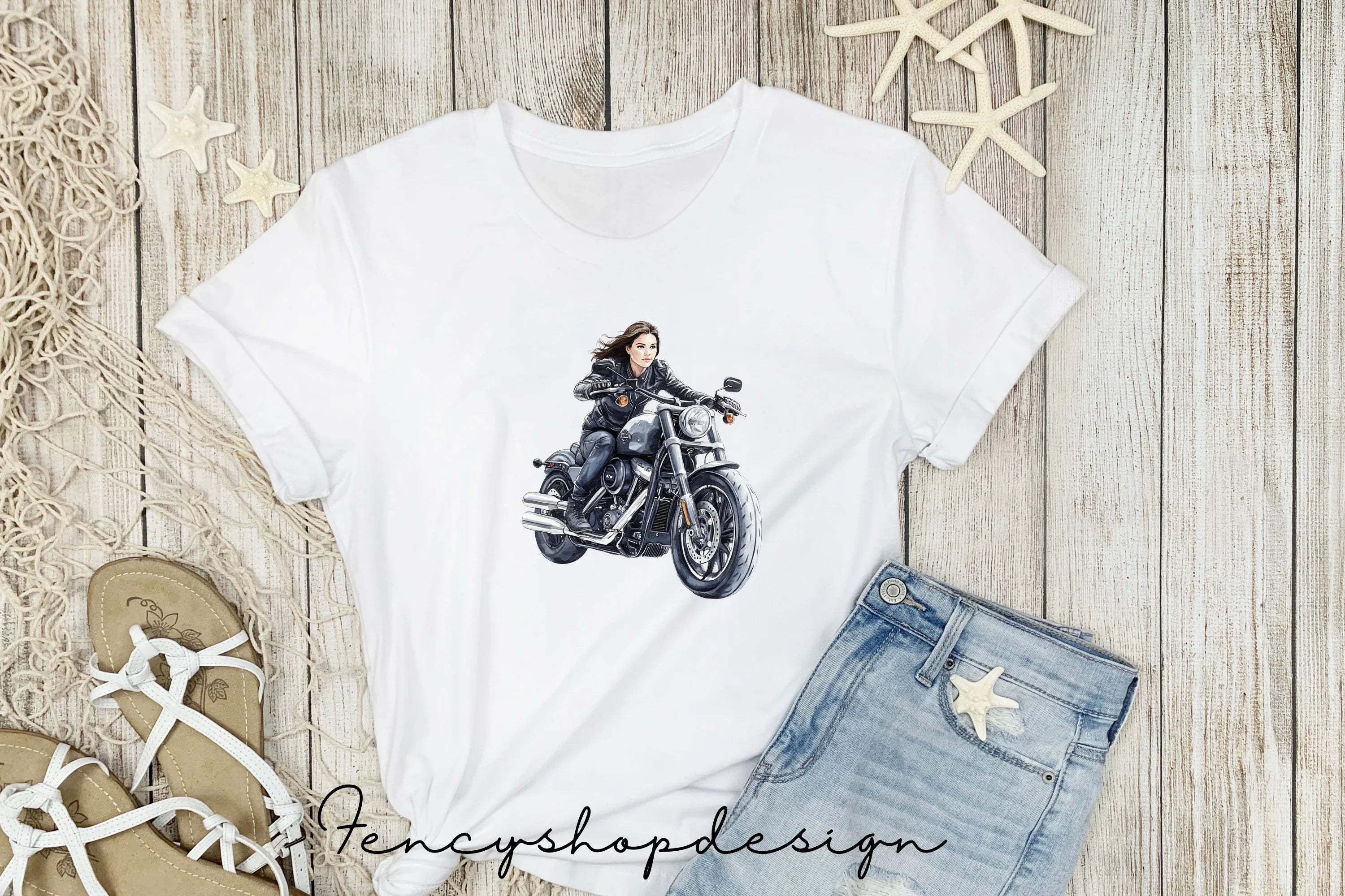 Cool Woman Riding Motorcycle Clipart Bundle