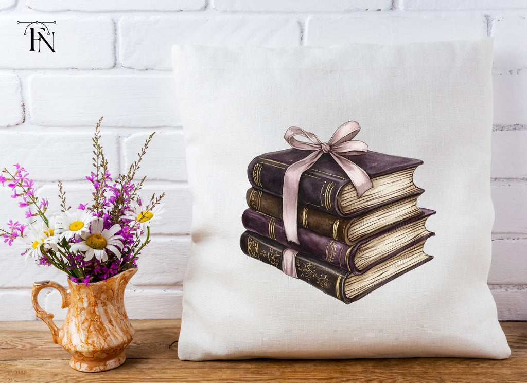 Vintage Stacked Books with Ribbon Clipart Bundle