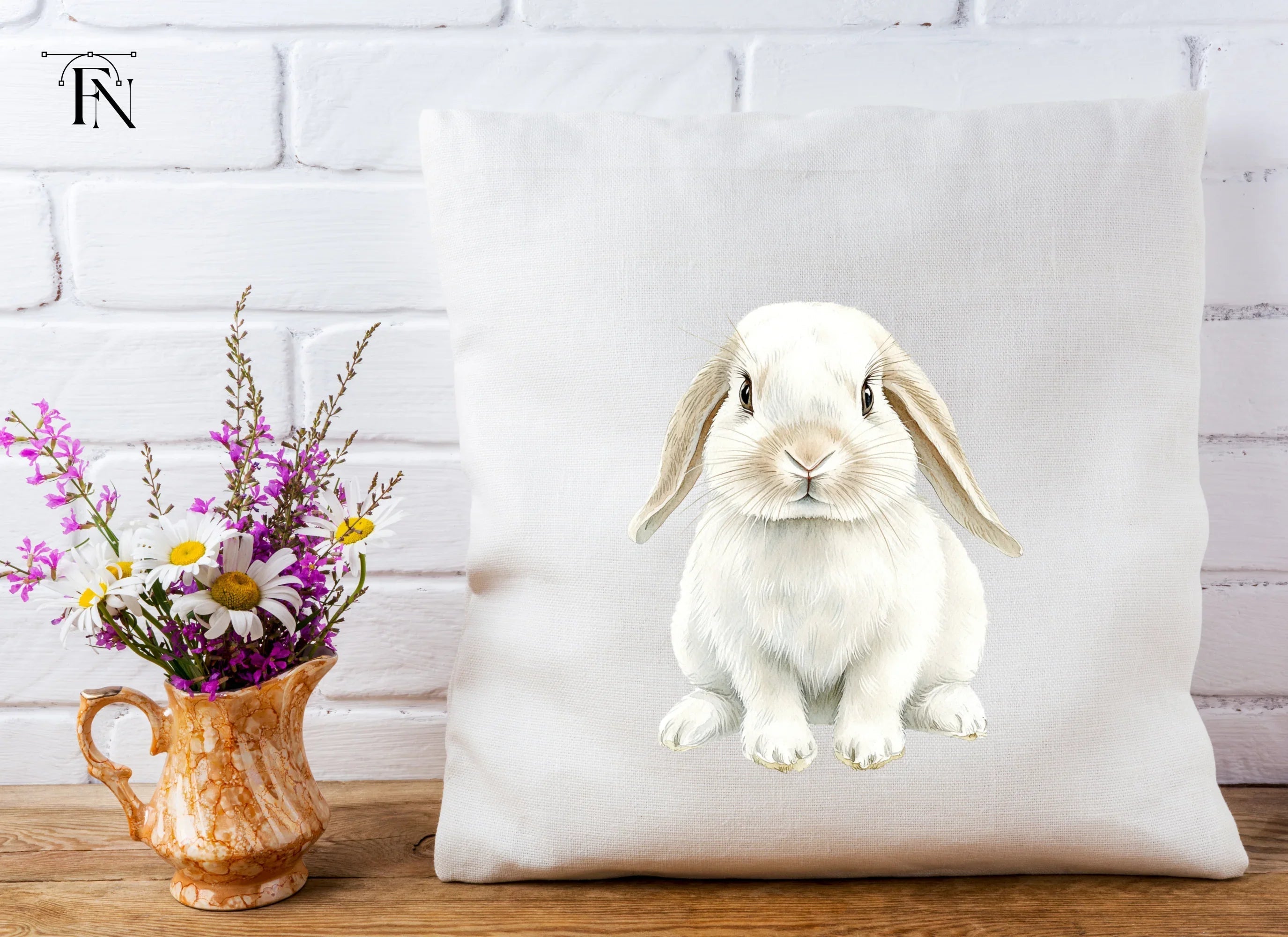Adorable White Lop Eared Bunny Clipart Bundle