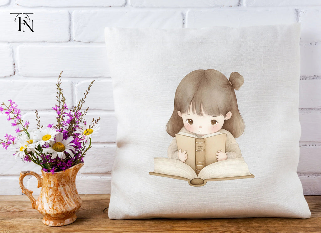 Cute Girl Reading Book Clipart Bundle
