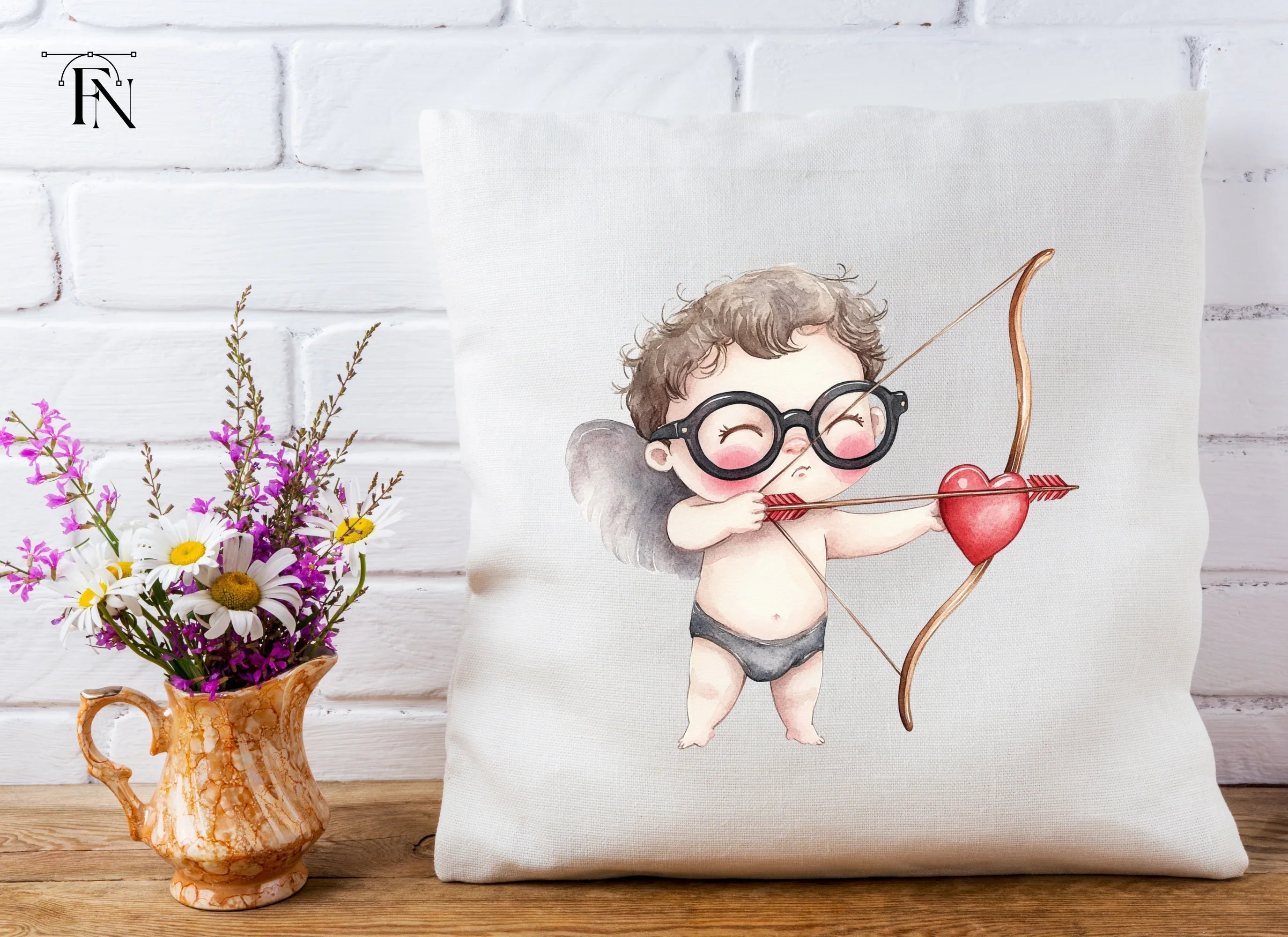 Cute Cupid with Glasses Clipart Bundle