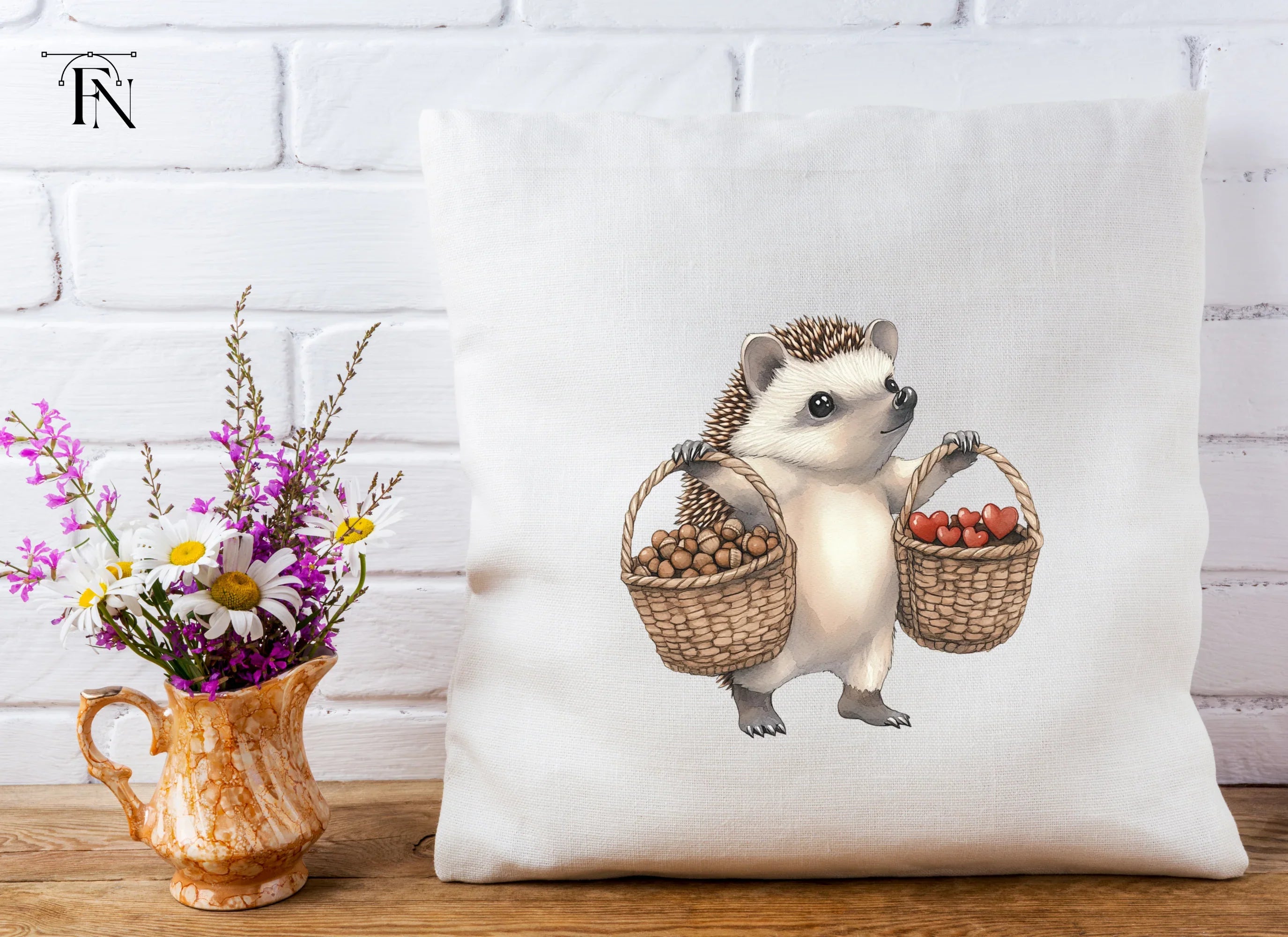 Hedgehogs Carrying Baskets Clipart Bundle