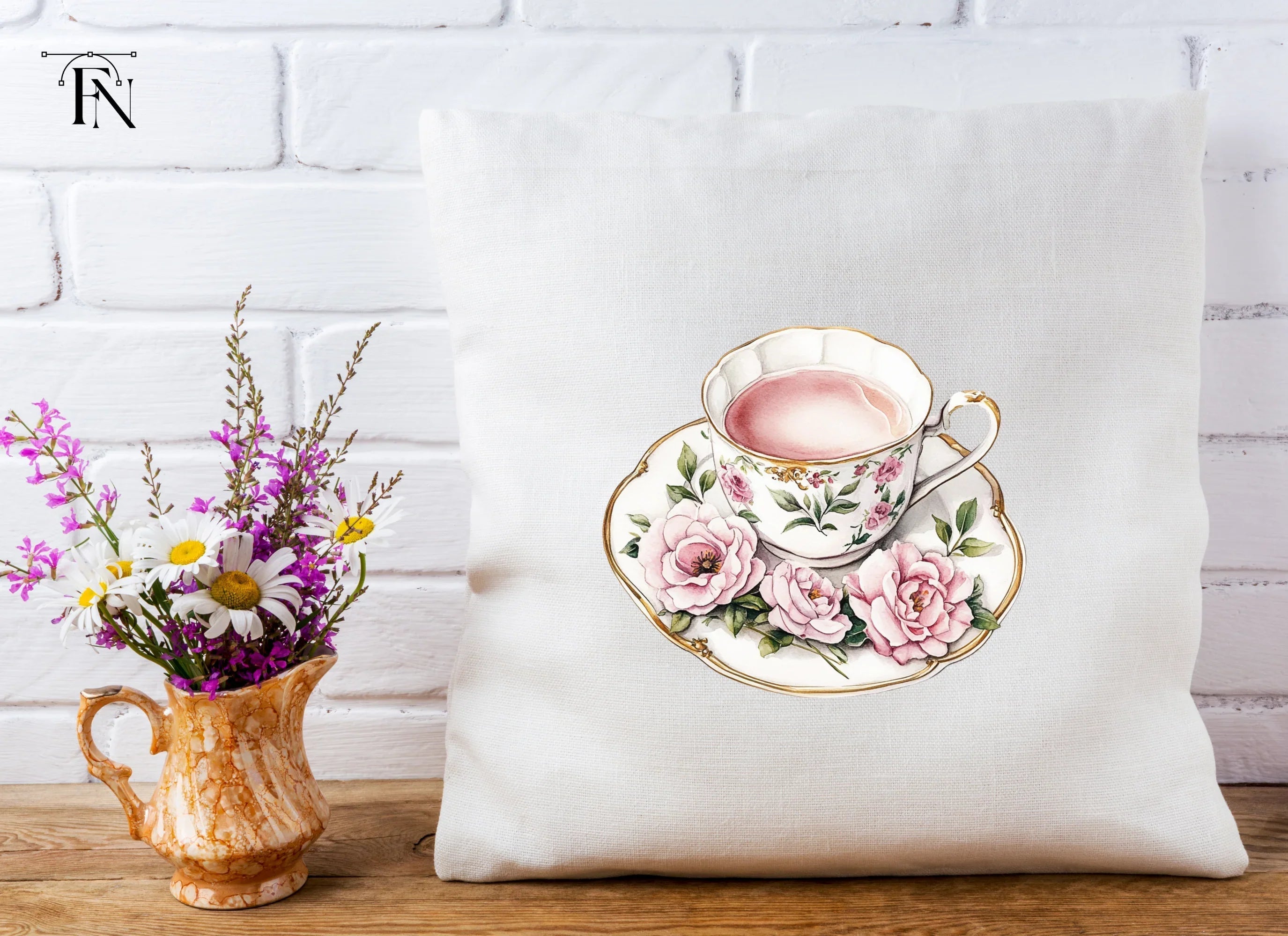 Charming Floral Teacups Clipart Bundle