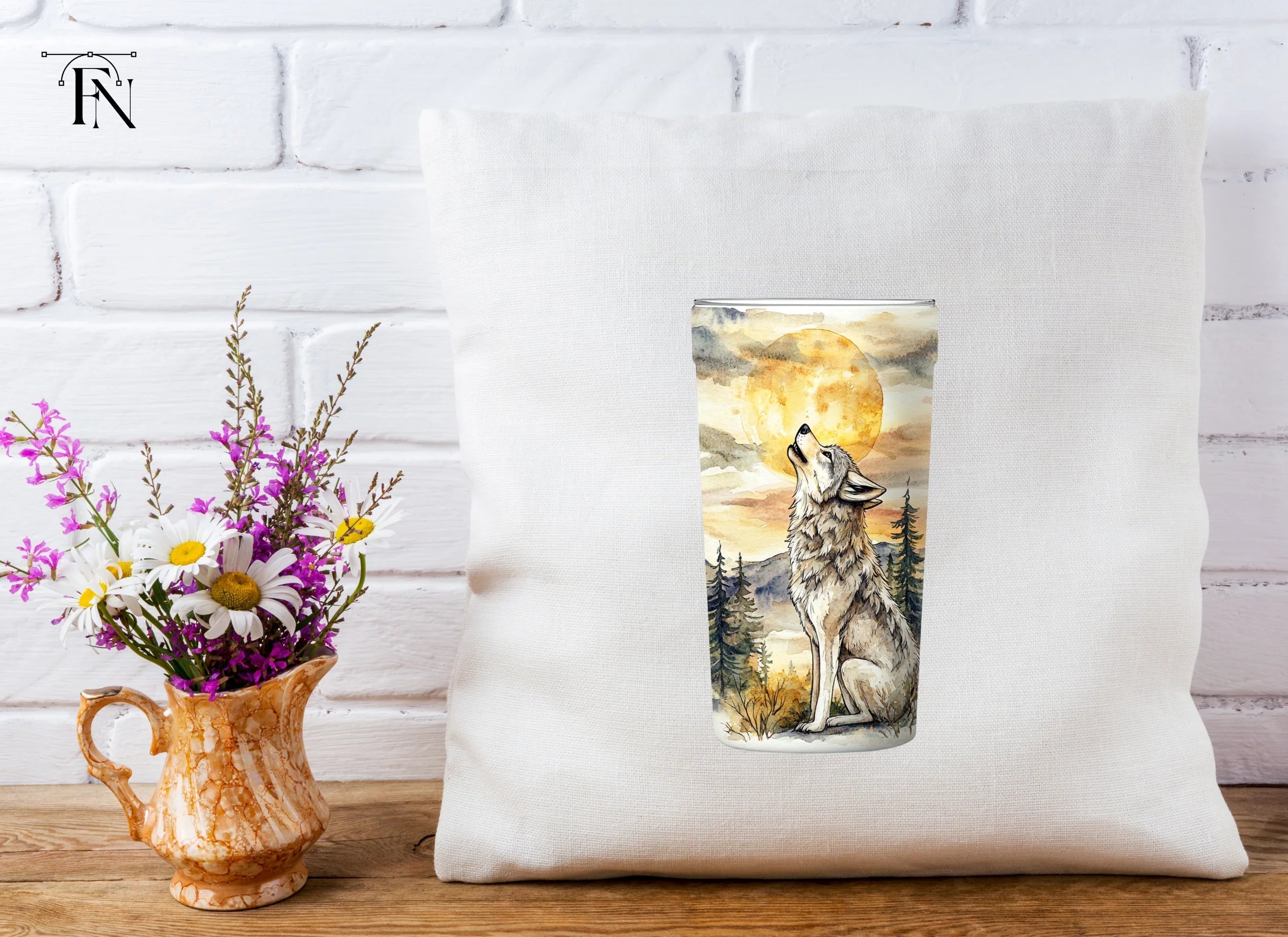 Wolf Howling at Moon Clipart Bundle