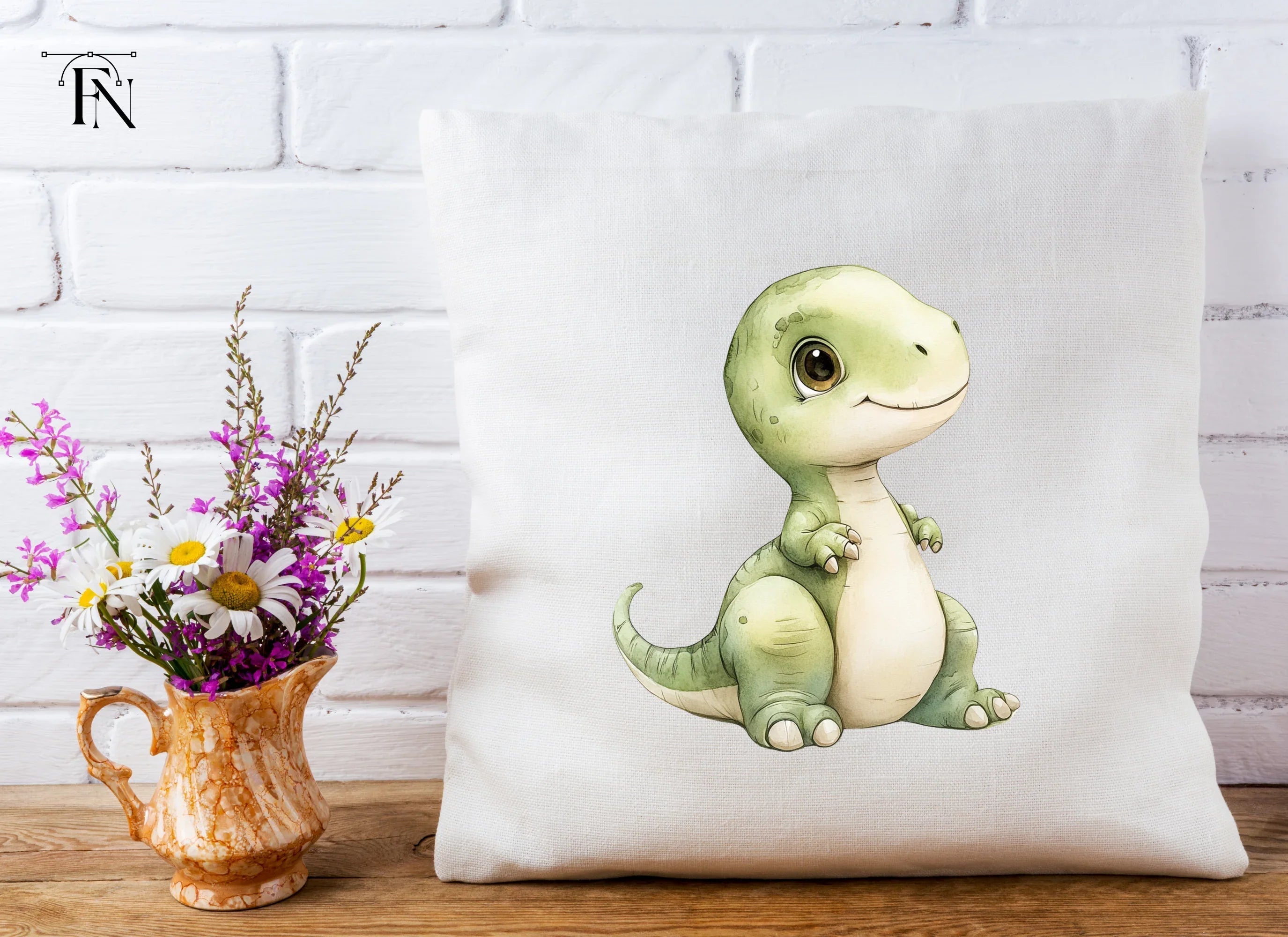 Adorable Green Baby Dinosaur Clipart Bundle