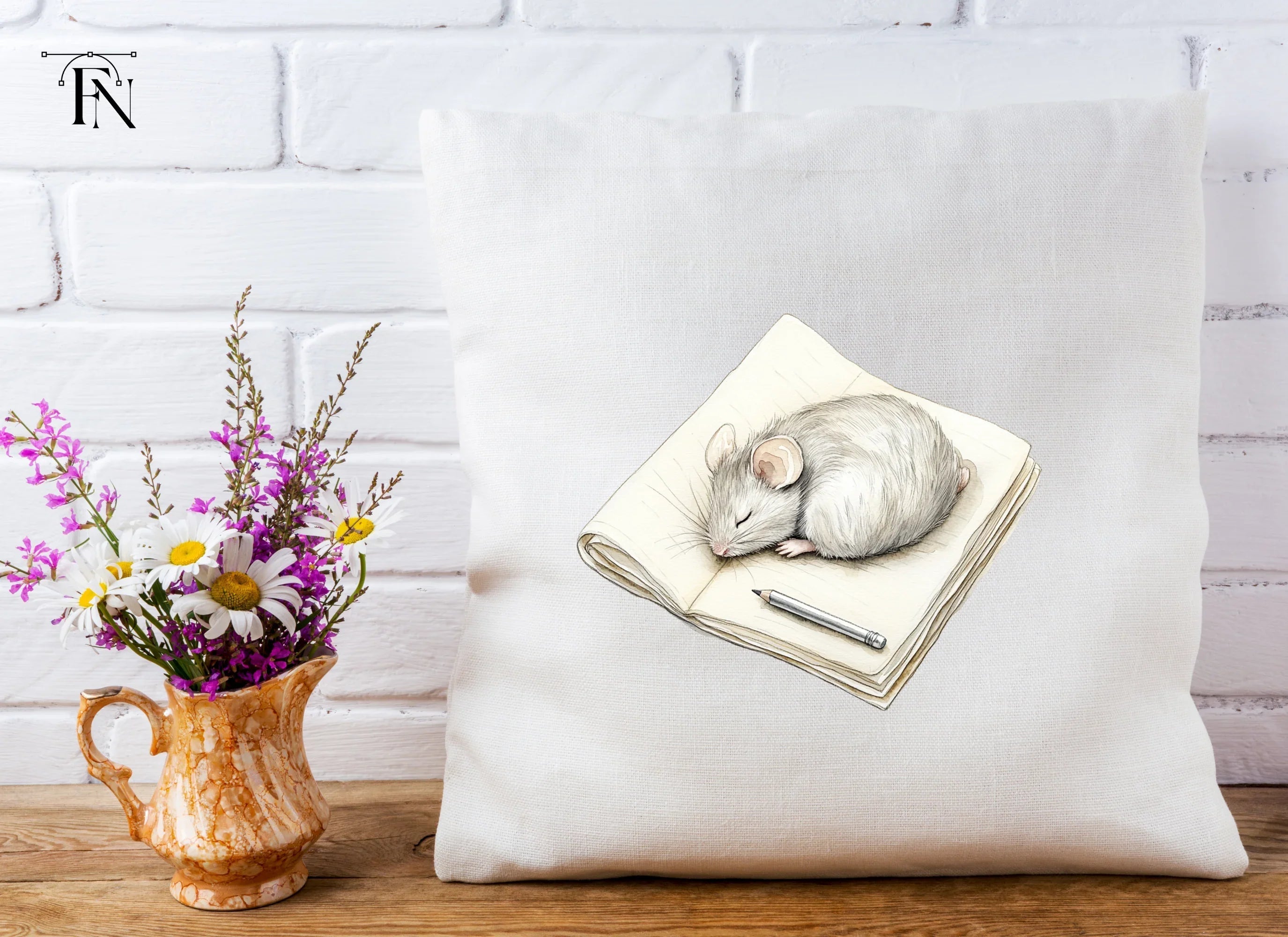Sleeping Mice on Books Clipart Bundle