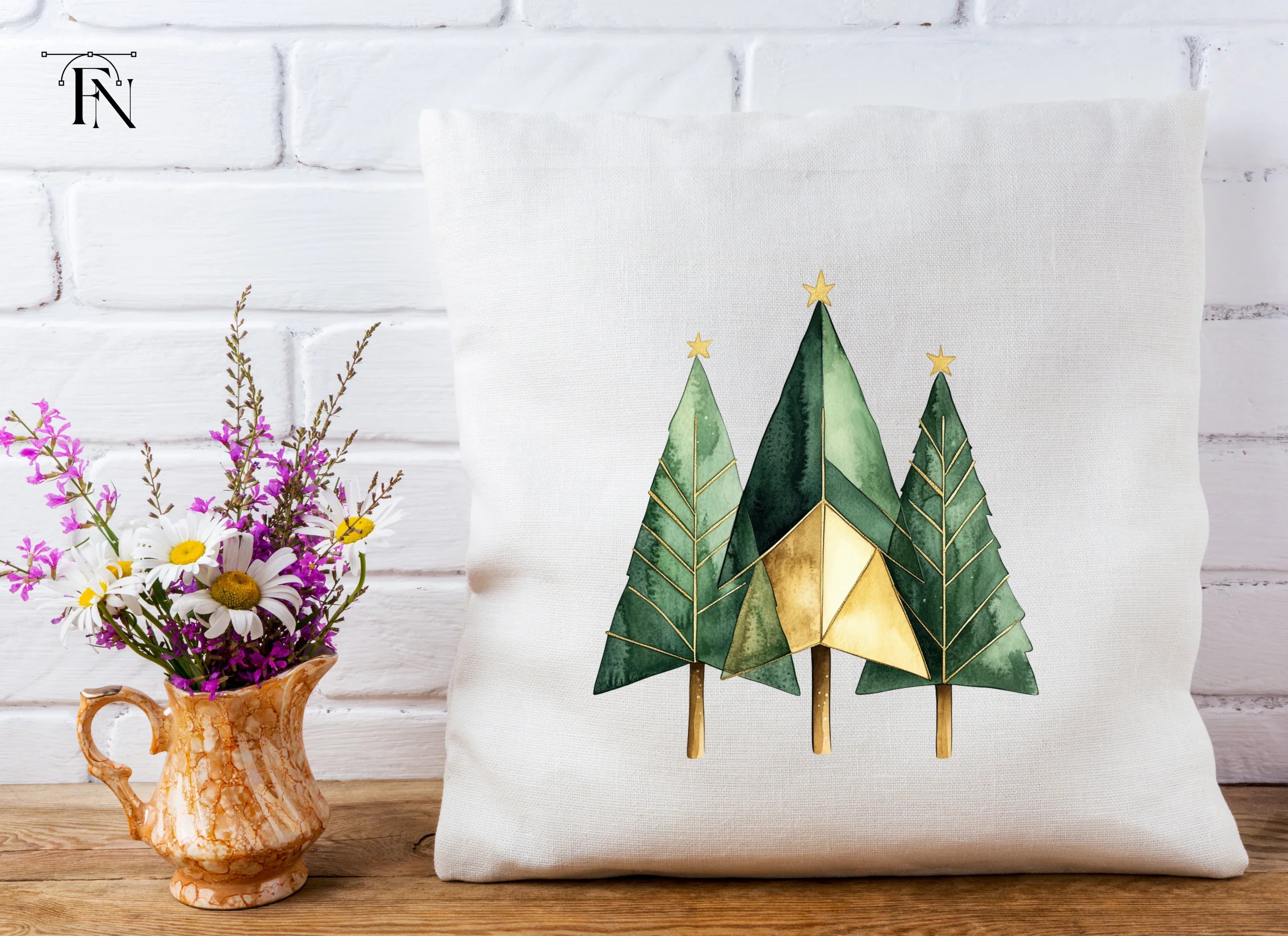 Geometric Christmas Trees Clipart Bundle
