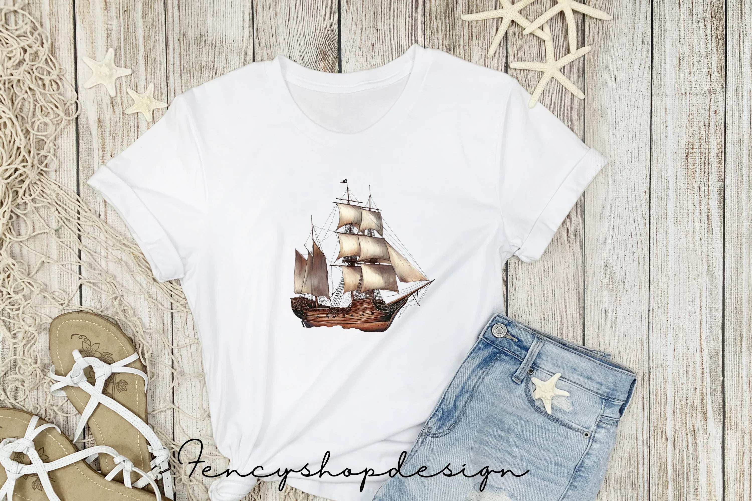 Vintage Sailing Ship Clipart Bundle
