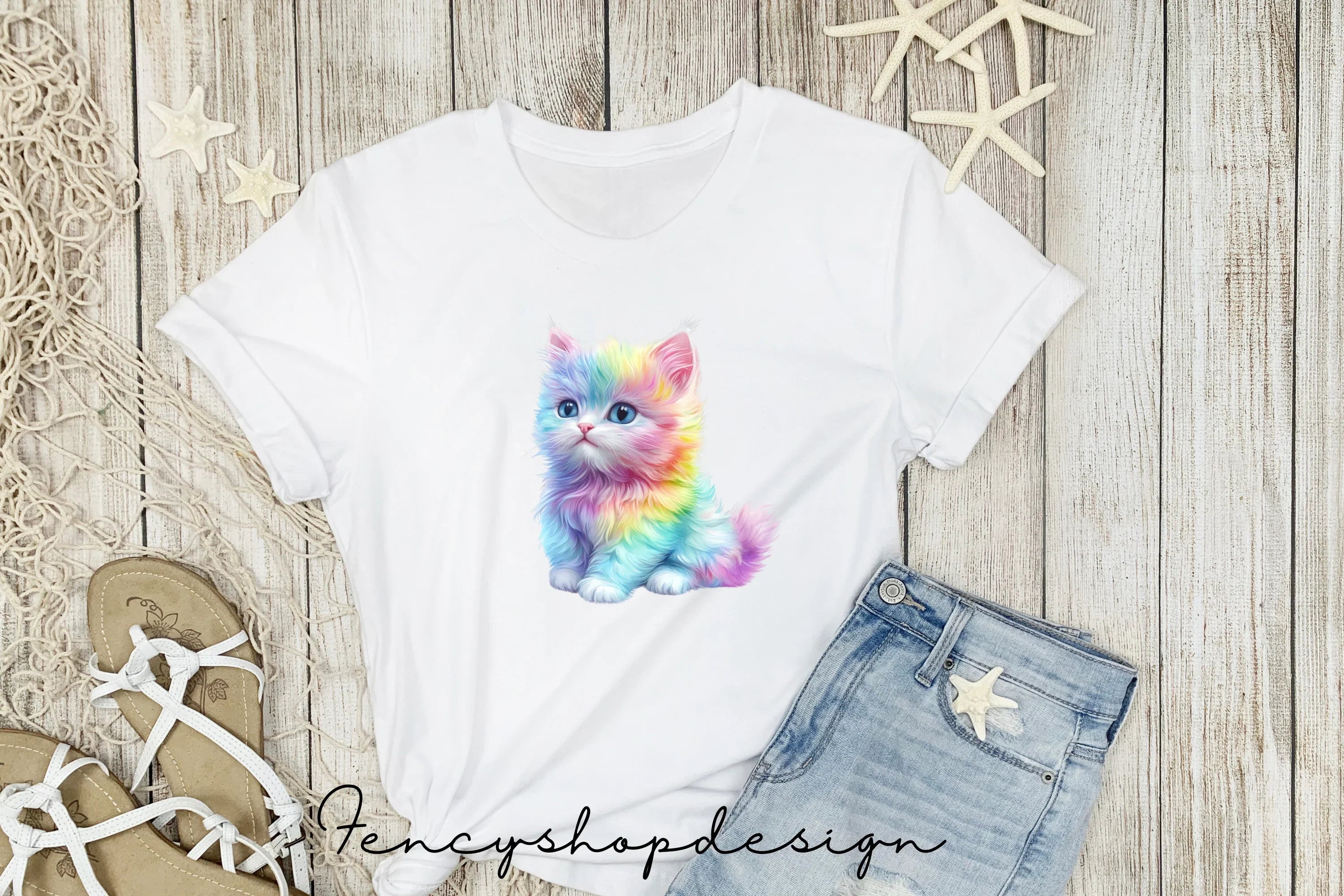 Vibrant Rainbow Kitten Clipart Bundle