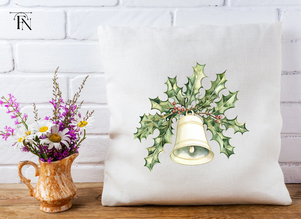 White Christmas Bell with Holly Clipart Bundle