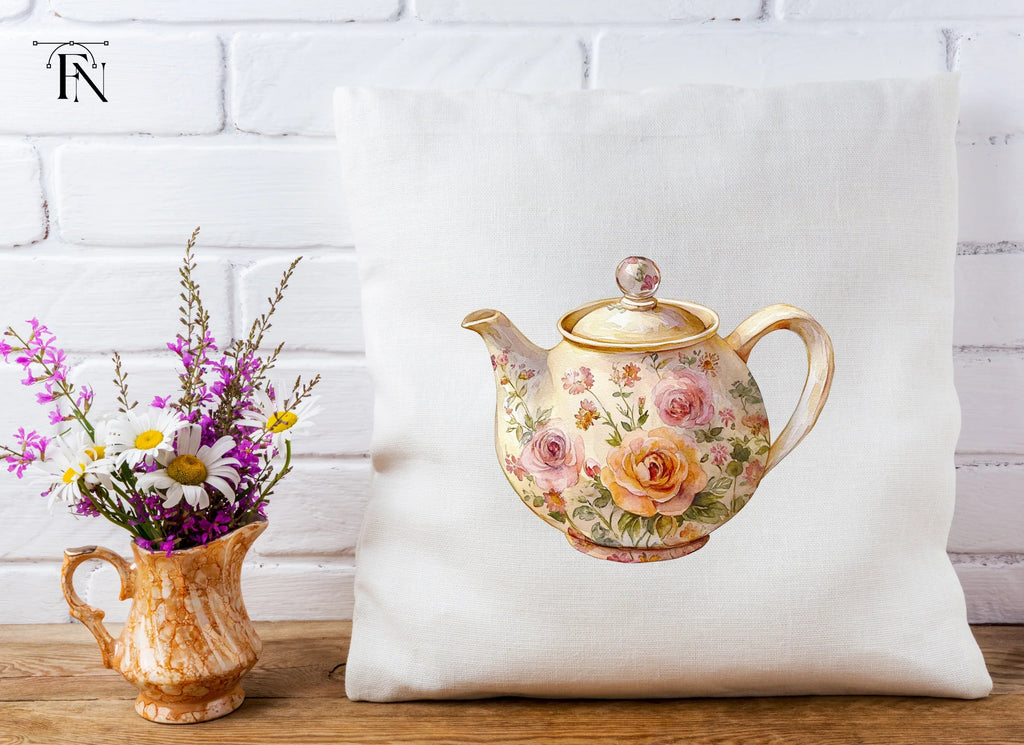 Elegant Rose Teapot Clipart Bundle