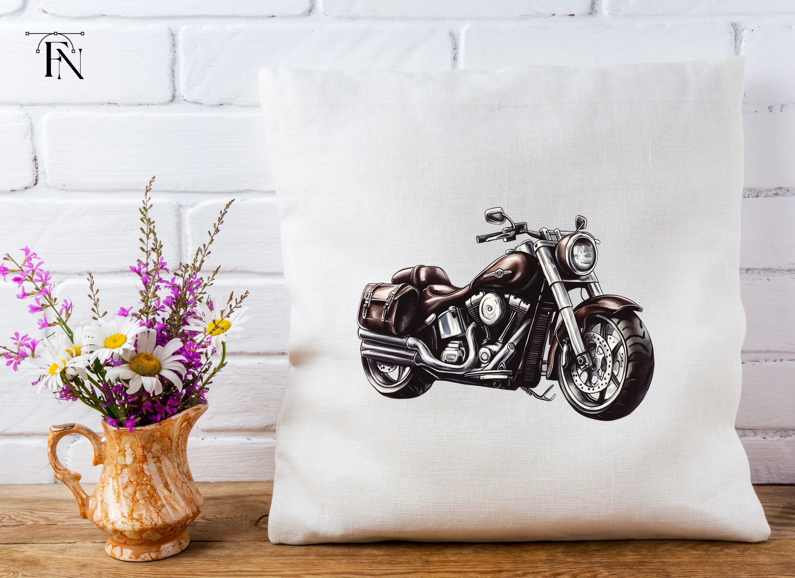 Classic Cruiser Motorcycle Illustrations Clipart Bundle